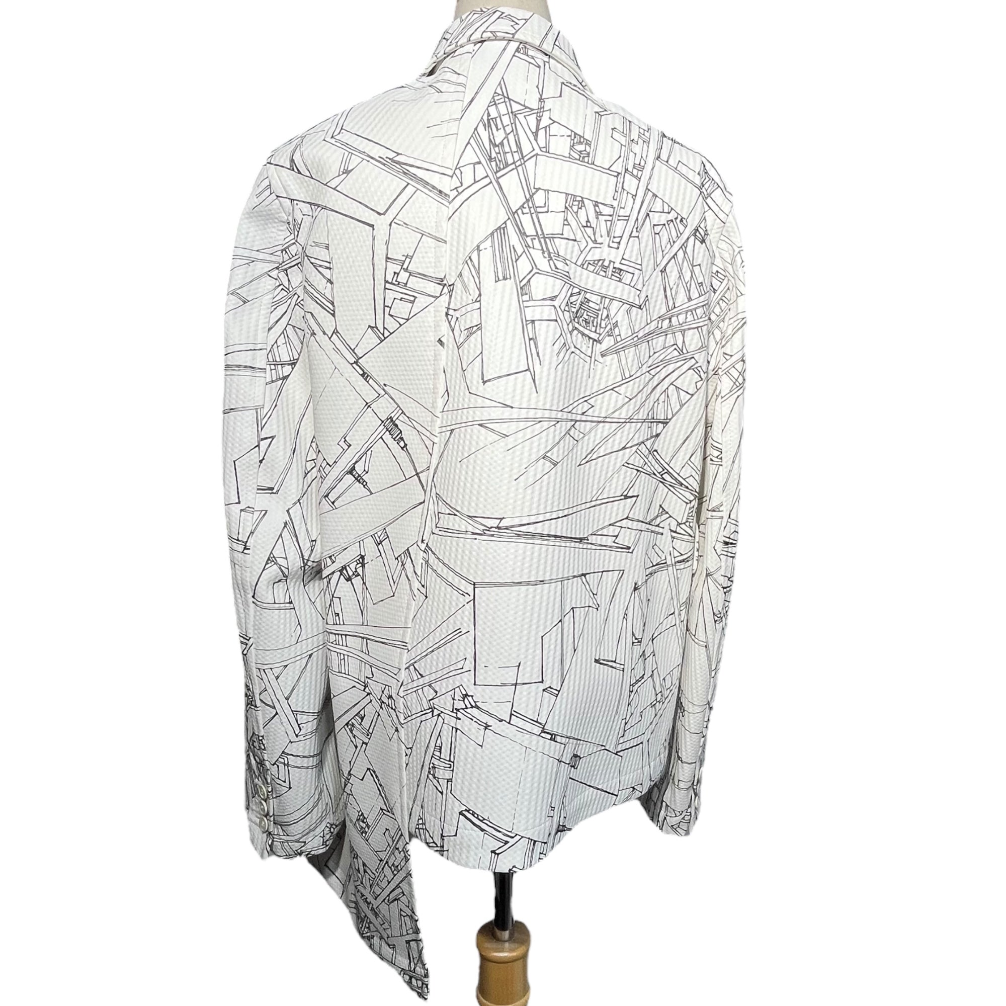 COMME des GARCONS HOMME PLUS(コムデギャルソンオムプリュス) 18AW Asymmetric graphic tailored jacket アシンメトリー グラフィック テーラード ジャケット PB-J053 S ホワイト×ブラック AD2018 White shock期