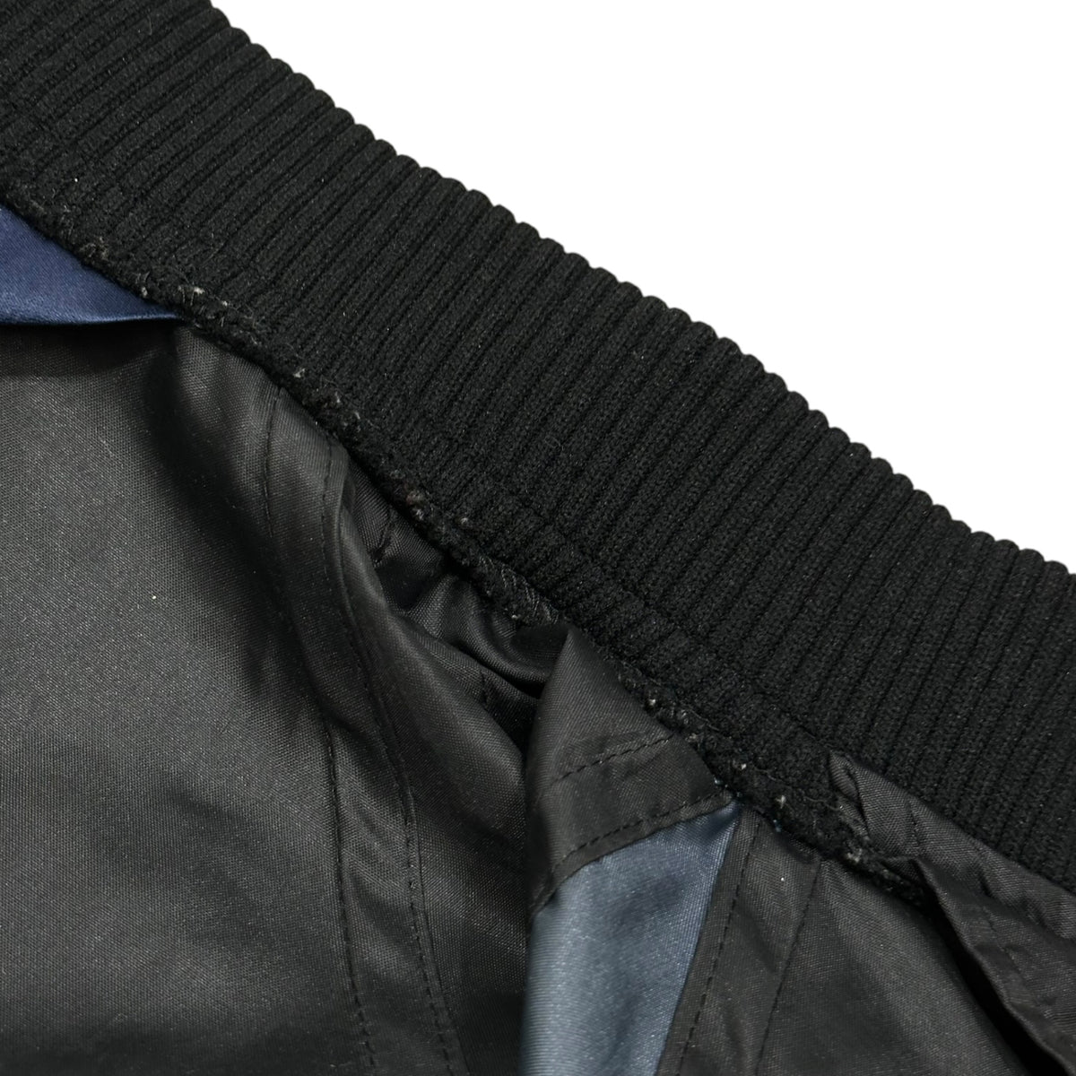 COMME des GARCONS(コムデギャルソン) 1990's Aoyama Exclusive: Wool and Nylon Patchwork Blouson 青山限定 バック ウール 切替 ナイロン ブルゾン KX-352050 FREE ブラック×ネイビー 品質表示タグプリント擦れ有 90s アーカイブ
