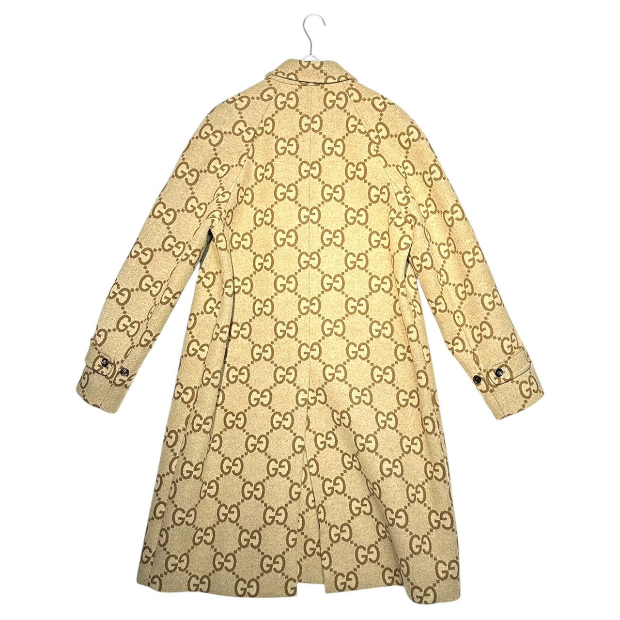 GUCCI(グッチ) 22AW Jumbo GG Canvas Wool Car Coat 698708 ZAIT6 ジャンボ GG キャンバス ウール コート 698708 48(ML程度) ベージュ ロゴ ロング