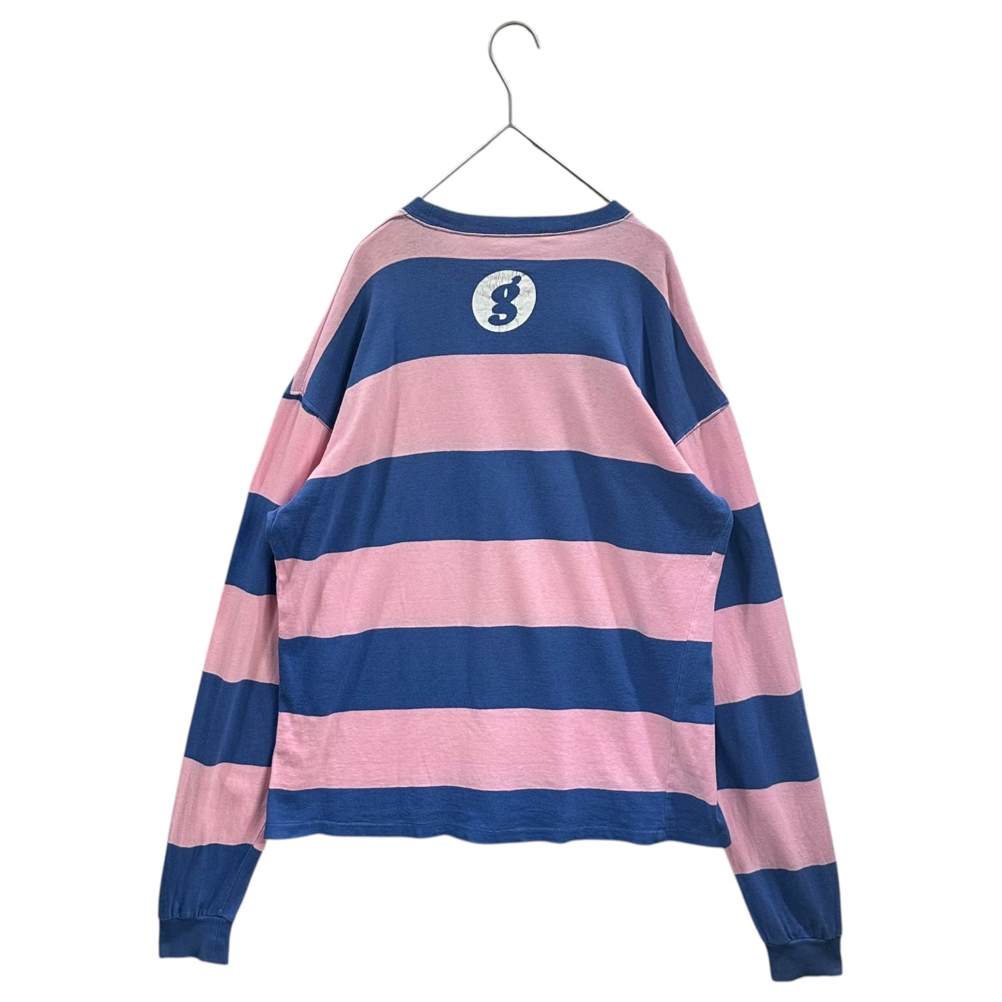 GOODENOUGH(グッドイナフ) 90's Glam G One-Point Logo Multi-Stripe L/S T-Shirt グラムG ワンポイント ロゴ マルチボーダー 長袖 Tシャツ 表記消(L程度) ブルー×ピンク