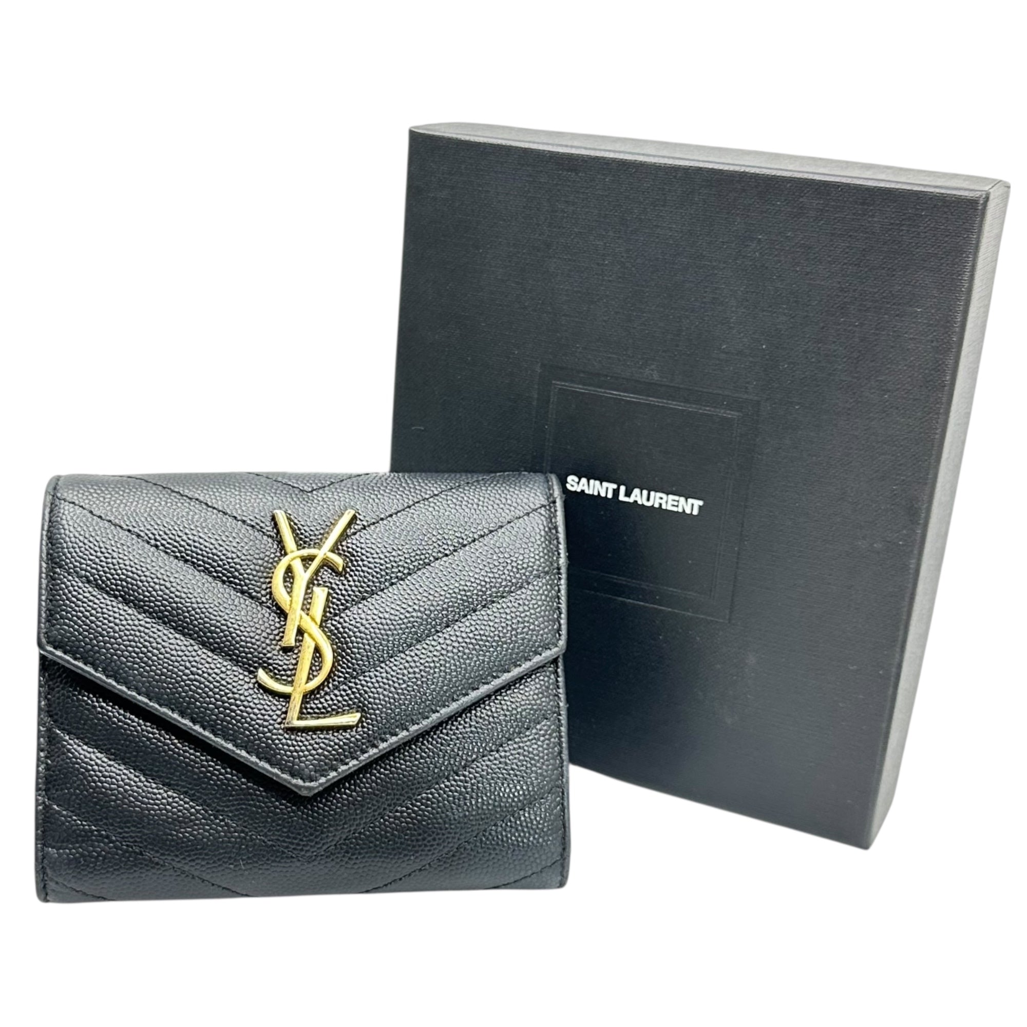 Saint Laurent(サンローラン) MONOGRAM YSL 三つ折り財布 モノグラム 03943 ブラック コンパクト 財布