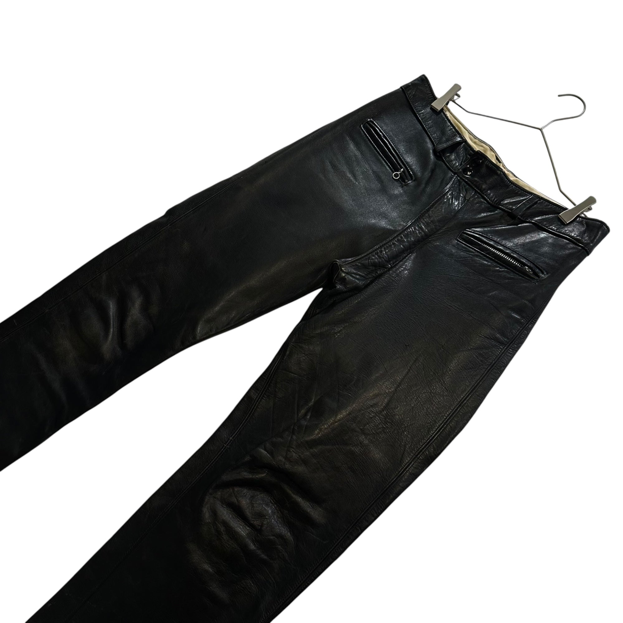 VINTAGE(ヴィンテージ) TALON Zip 3-Pocket Leather Biker Pants 3ポケット レザー バイカー パンツ 32 ブラック