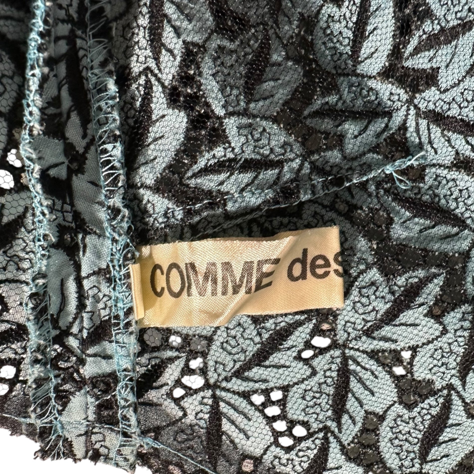 COMME des GARCONS(コムデギャルソン) 99SS Full Leaf Lace Sleeveless Dress 総 リーフ レース ノースリーブ ワンピース GO-10052M M スカイブルー×ブラック AD1998
