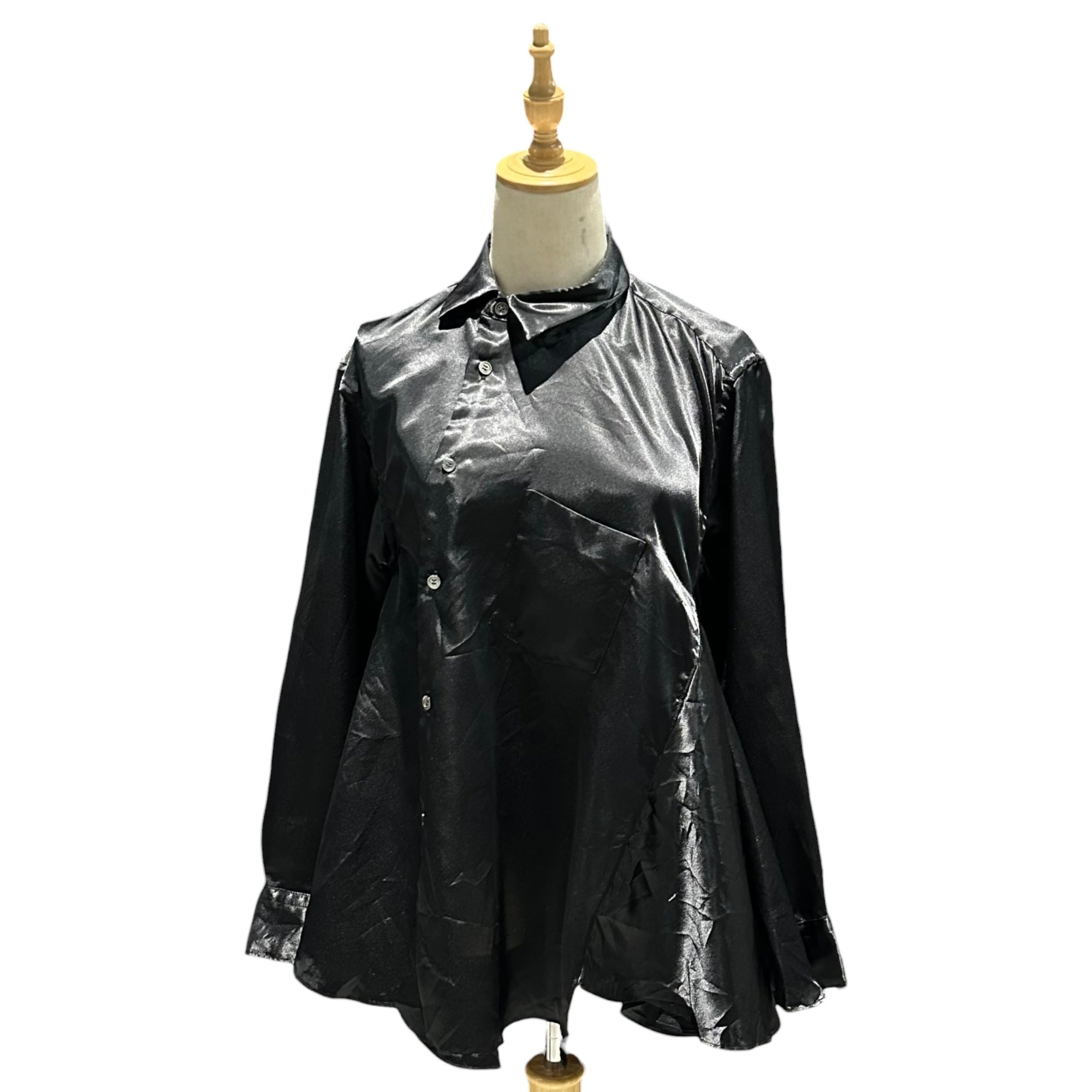 COMME des GARCONS(コムデギャルソン) 2026SS Twisted Polyester Blouse ポリエステル 捻じれ ブラウス GQ-B020 XS ブラック AD2025