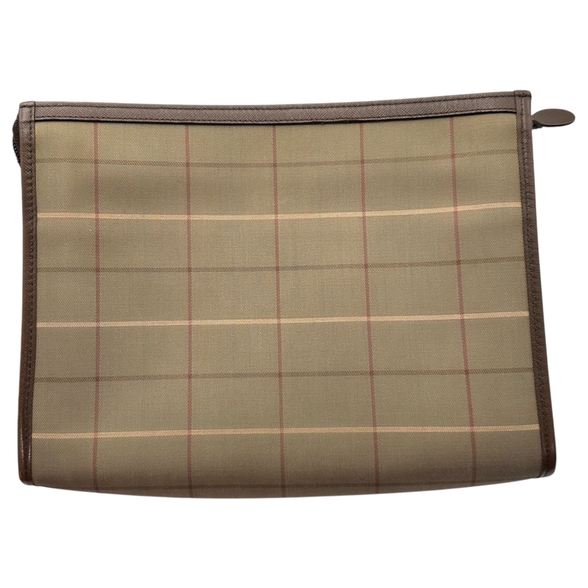 Burberry’s(バーバリーズ) Vintage Check Leather Canvas Clutch Bag ヴィンテージ チェック レザー キャンバス クラッチ バッグ ブラウン×ベージュ