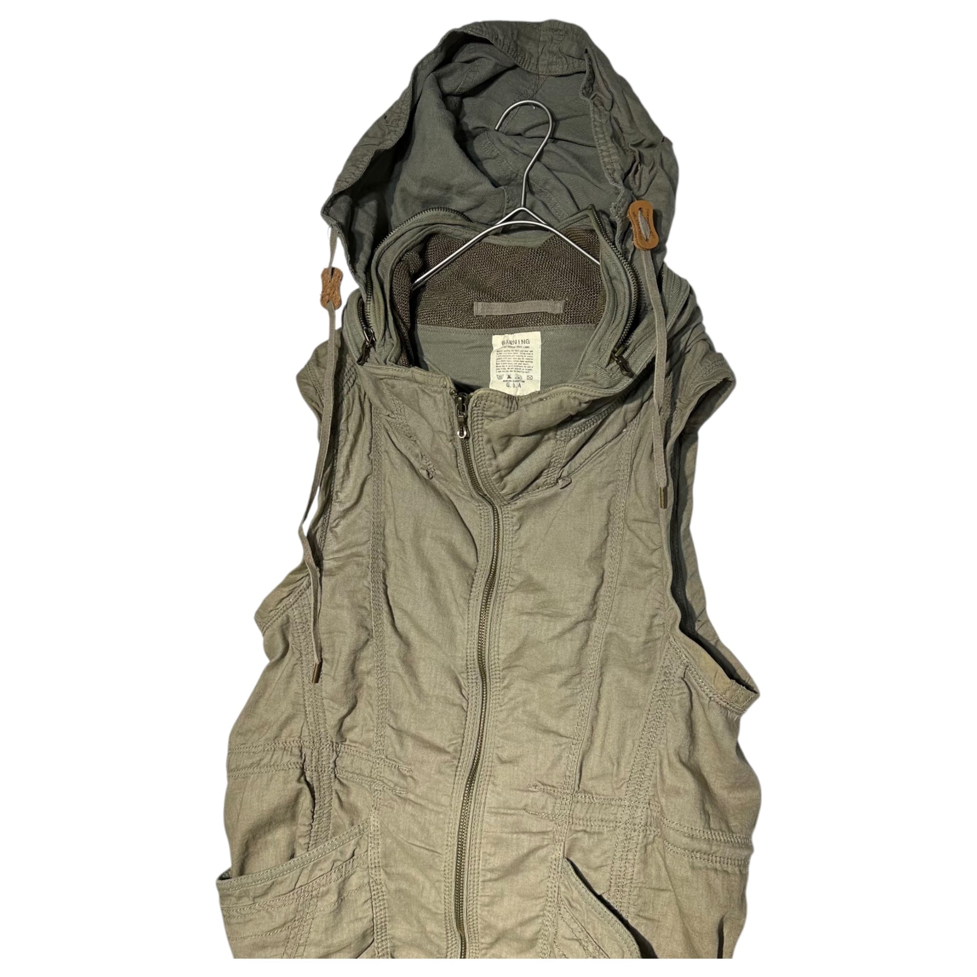 goa(ゴア) Cotton linen hooded gimmick vest コットン リネン フーデット ギミック ベスト 2 ベージュ Y2K 平成