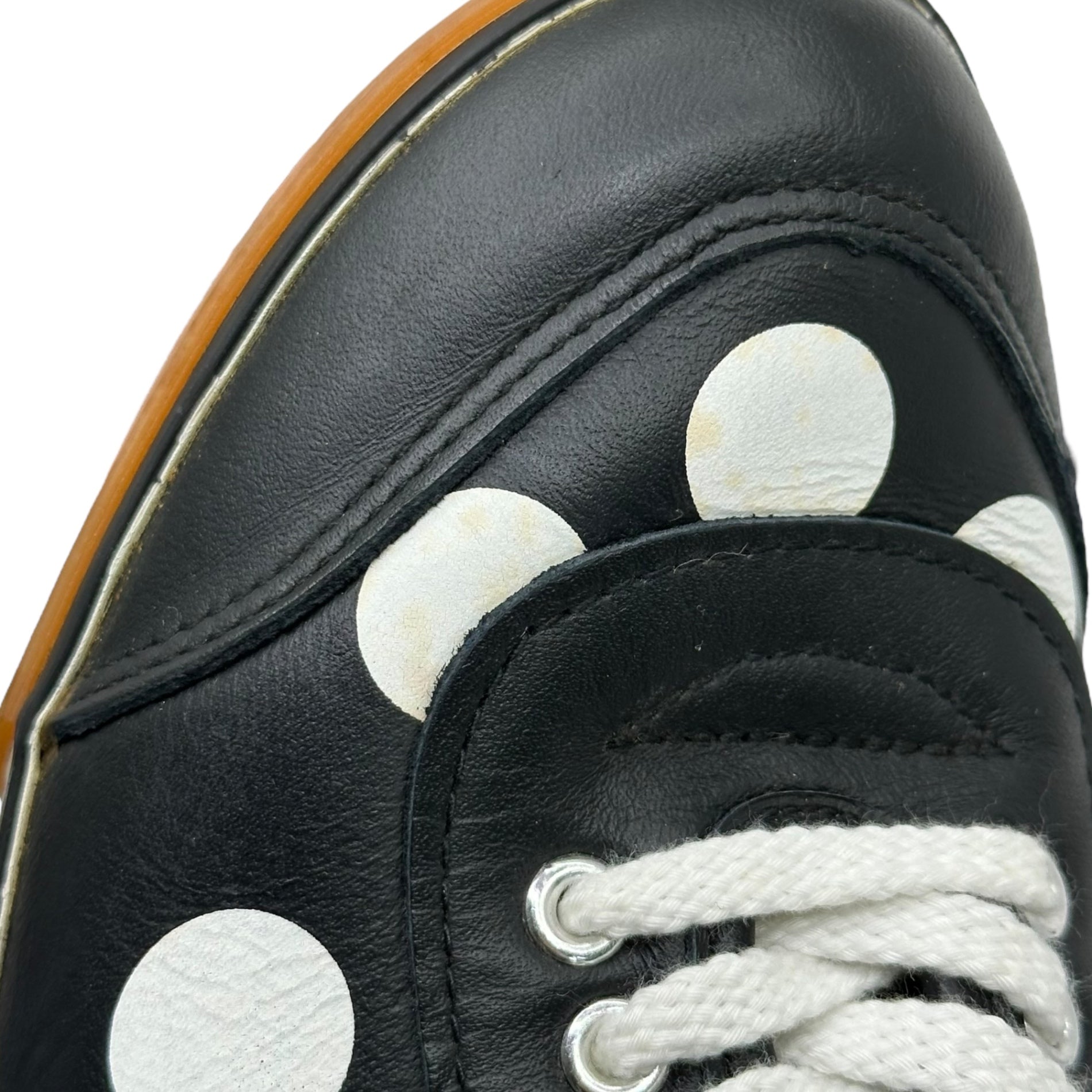 sunao kuwahara(スナオクワハラ) Leather sneakers with dot pattern ドット柄 レザー スニーカー SK83AJ901 L(25.5~26cm程度) ブラック×ホワイト