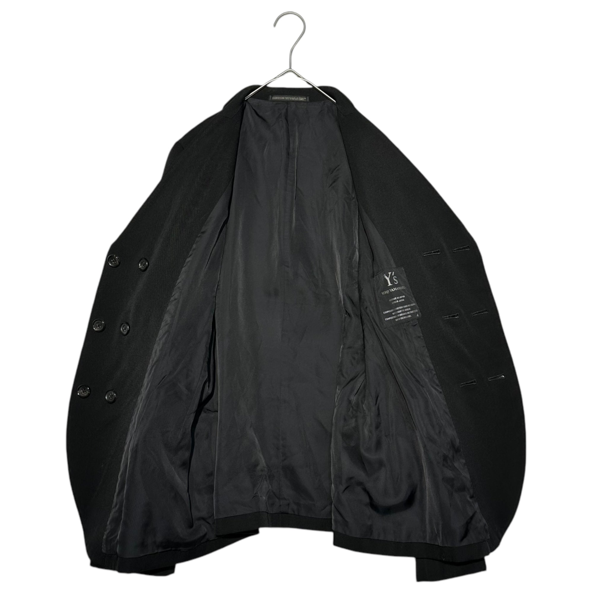 Y's(ワイズ) double-breasted tailored jacket ダブルブレスト テーラード ジャケット YJ-J28-544 4(XL程度、メンズM程度) ブラック