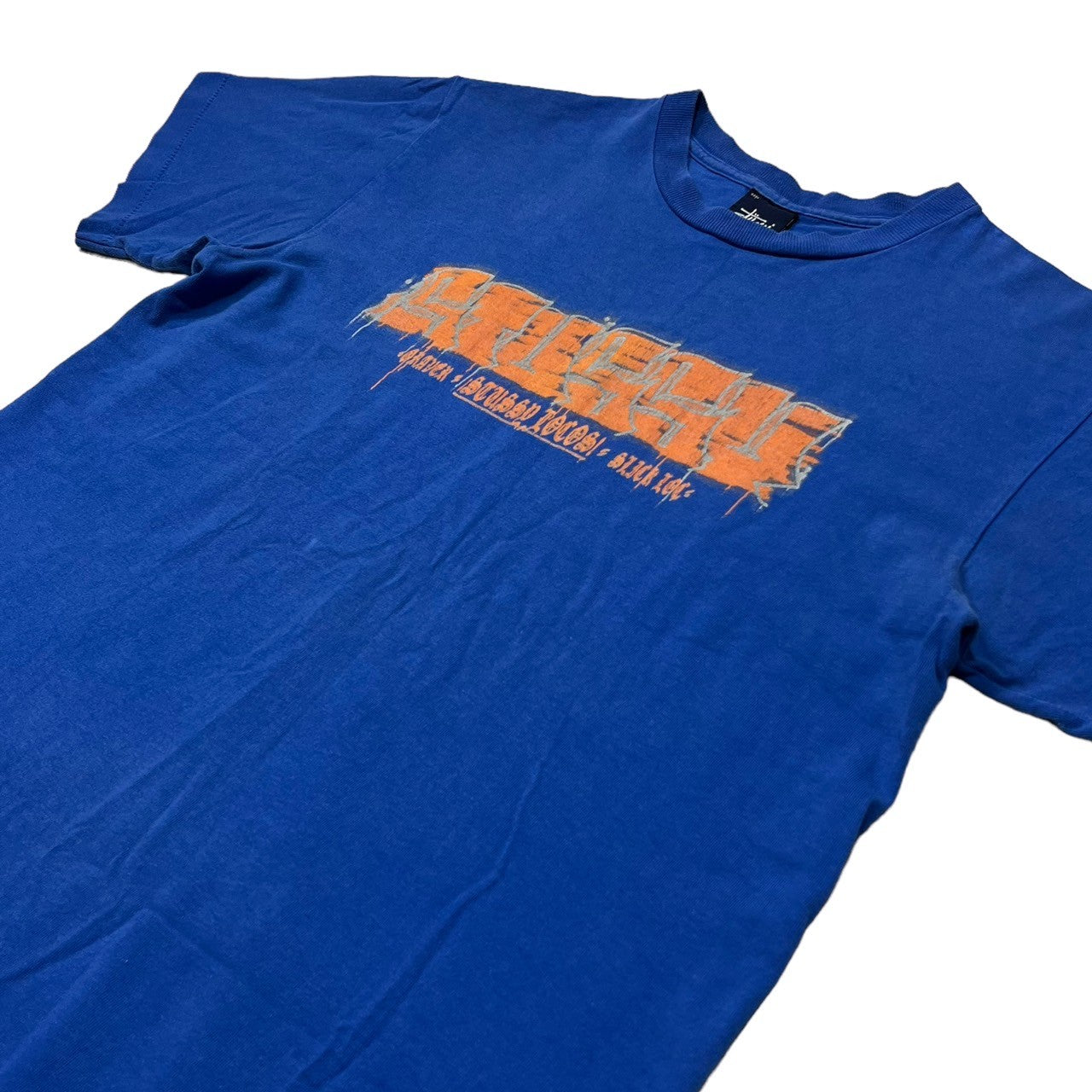 STUSSY(ステューシー) 90’s VINTAGE graffiti art logo グラフィティアート ロゴ Tシャツ 紺タグ SIZE M ブルー×オレンジ 90年代 OLD STUSSY