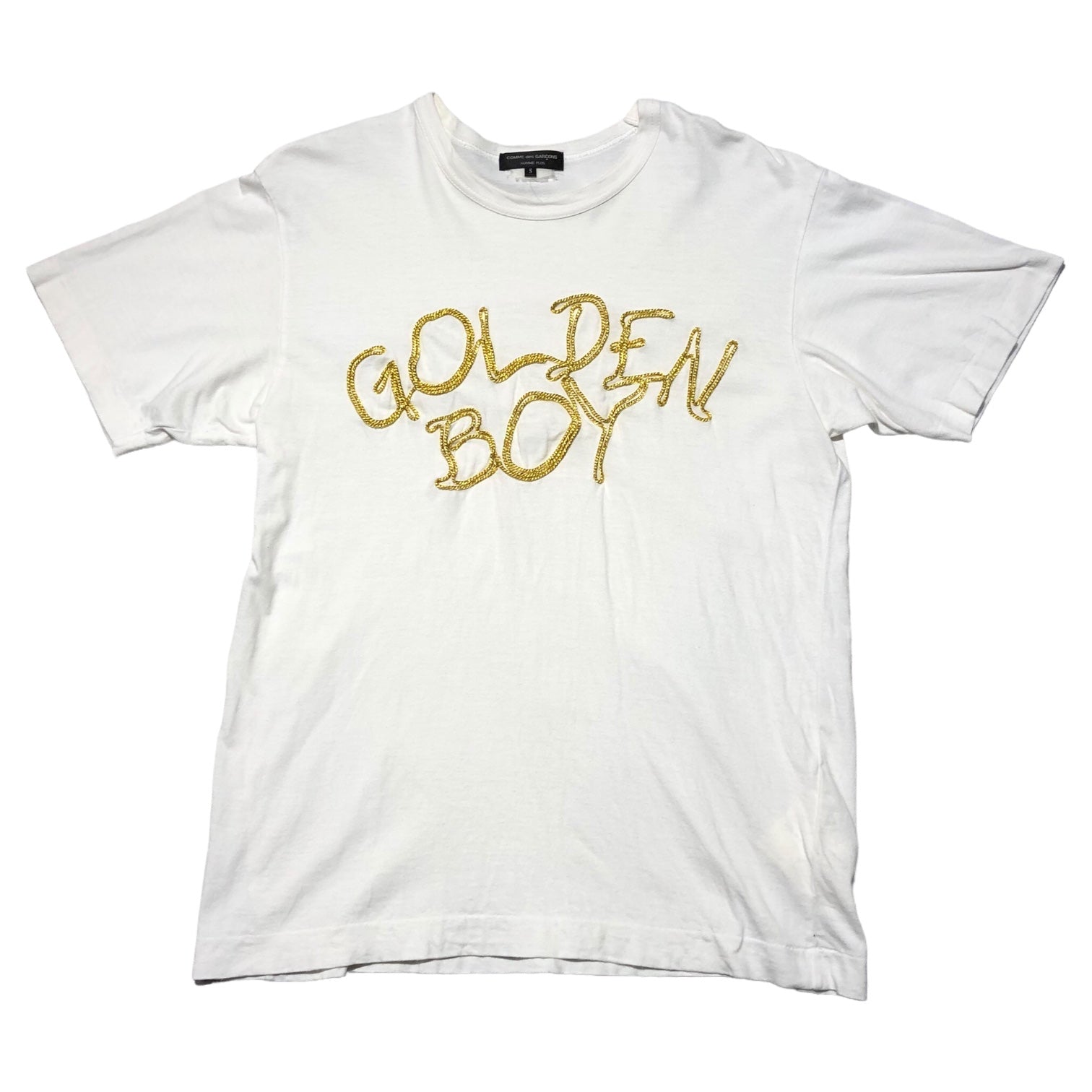 COMME des GARCONS HOMME PLUS(コムデギャルソンオムプリュス) 07SS "GOLDEN BOY" embroidered logo t-shirt ゴールデン ボーイ 刺繍 ロゴ Tシャツ PS-T035 S ホワイト×ゴールド AD2006