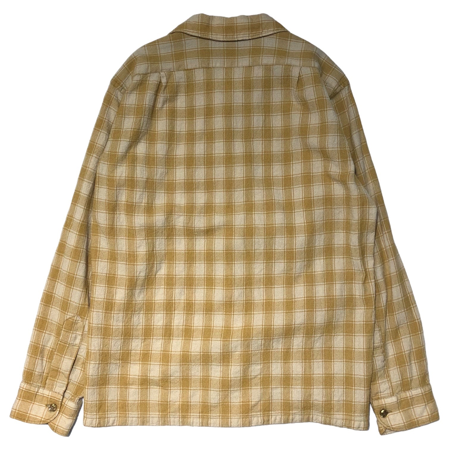 PENDLETON(ペンドルトン) 60's ~ 70's open collar wool check shirt オープンカラー ウール チェック シャツ M ベージュ×アイボリー 60年代後半~70年代前半 ヴィンテージ 開襟 オンブレ SIR PENDLETON