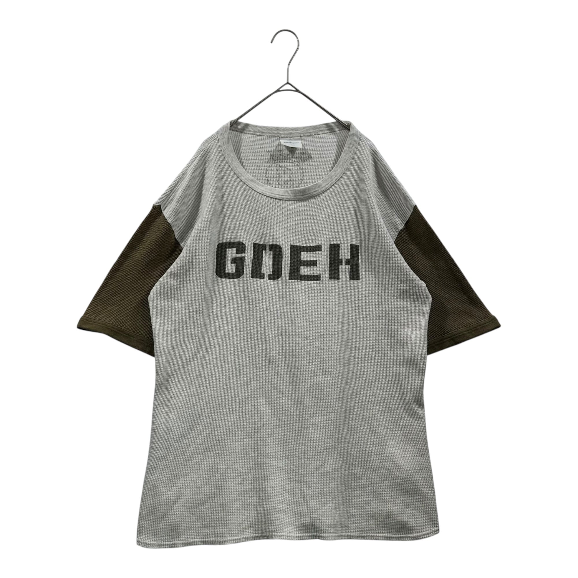 GOODENOUGH(グッドイナフ) 00's Front GDEH Back Crown G Logo Waffle T-Shirt フロント GDEH バック クラウンG ロゴ ワッフル Tシャツ L グレー×カーキ 2000年代中期 ワッフルアーミー 稀少品