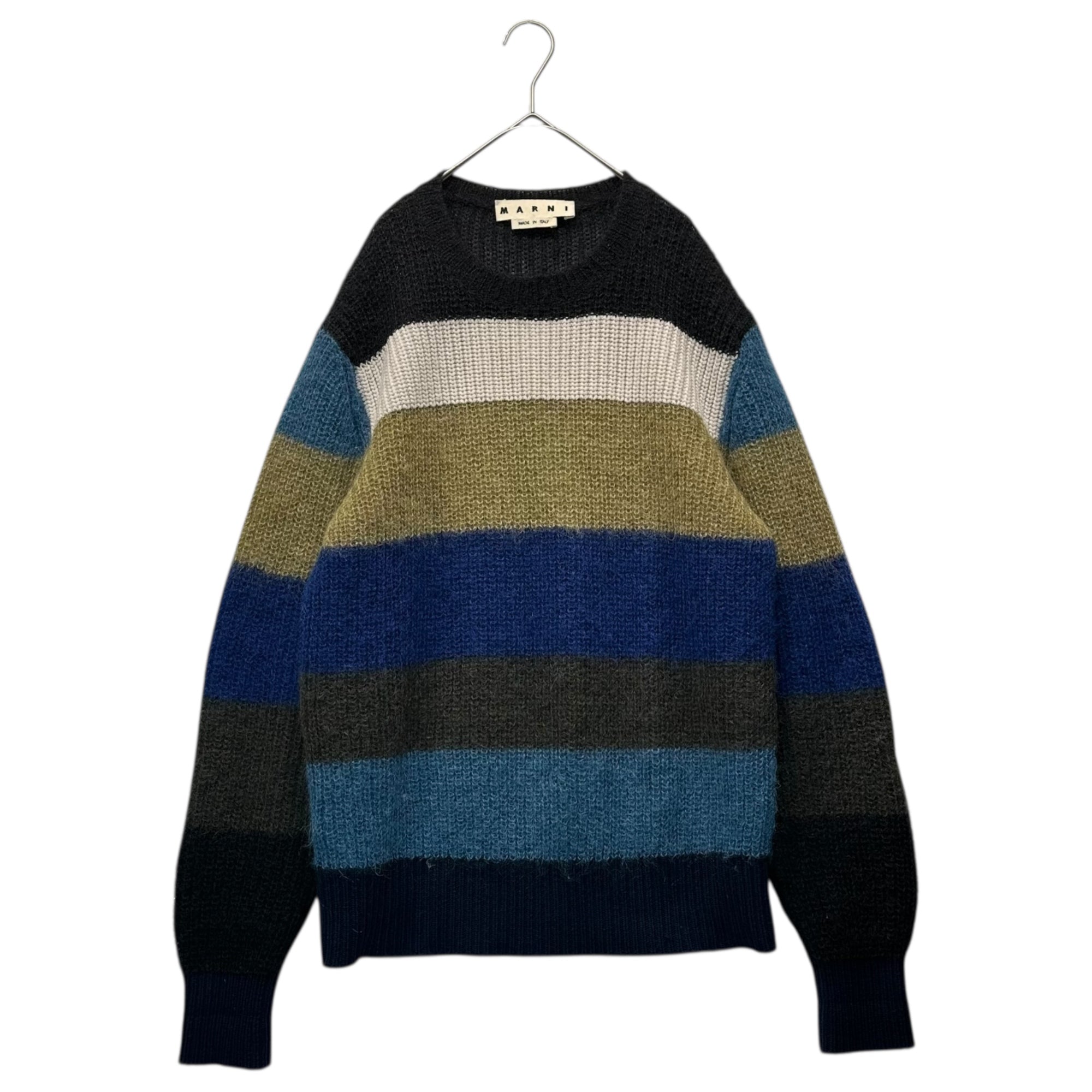 MARNI(マルニ) 20AW Multi-Border Mohair Knit マルチ ボーダー モヘア ニット GCMG0124Q0 46 ブルー×ブラウン