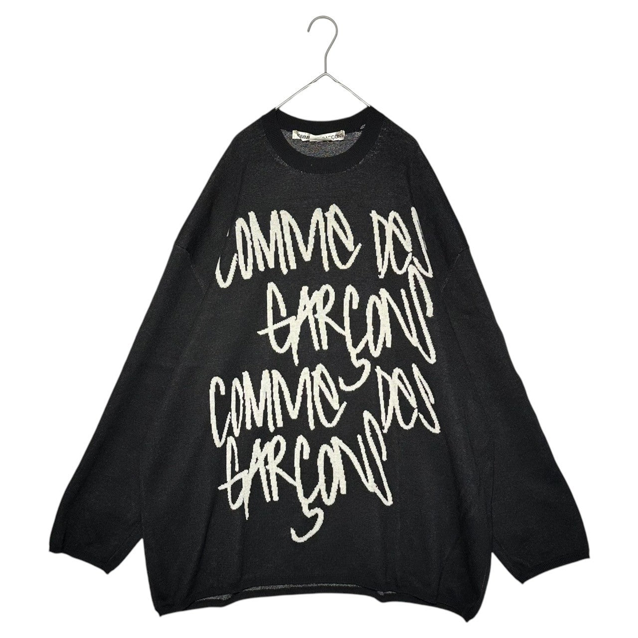 COMME des GARCONS(コムデギャルソン) 22SS Logo Jacquard Oversized Knit Sweater ロゴ ジャガード オーバーサイズ ニット セーター GI-N017 L ブラック×ホワイト