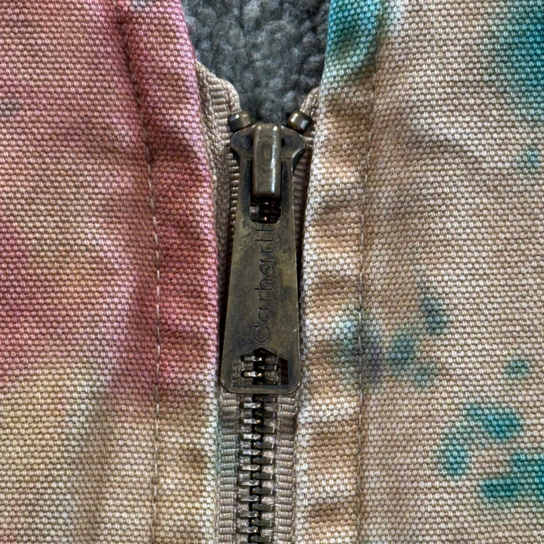 carhartt(カーハート) 00's Marble-dyed Duck Vest 90年代 マーブル ダイ ダック ベスト 2XL程度 ベージュ×レッド×ブルー