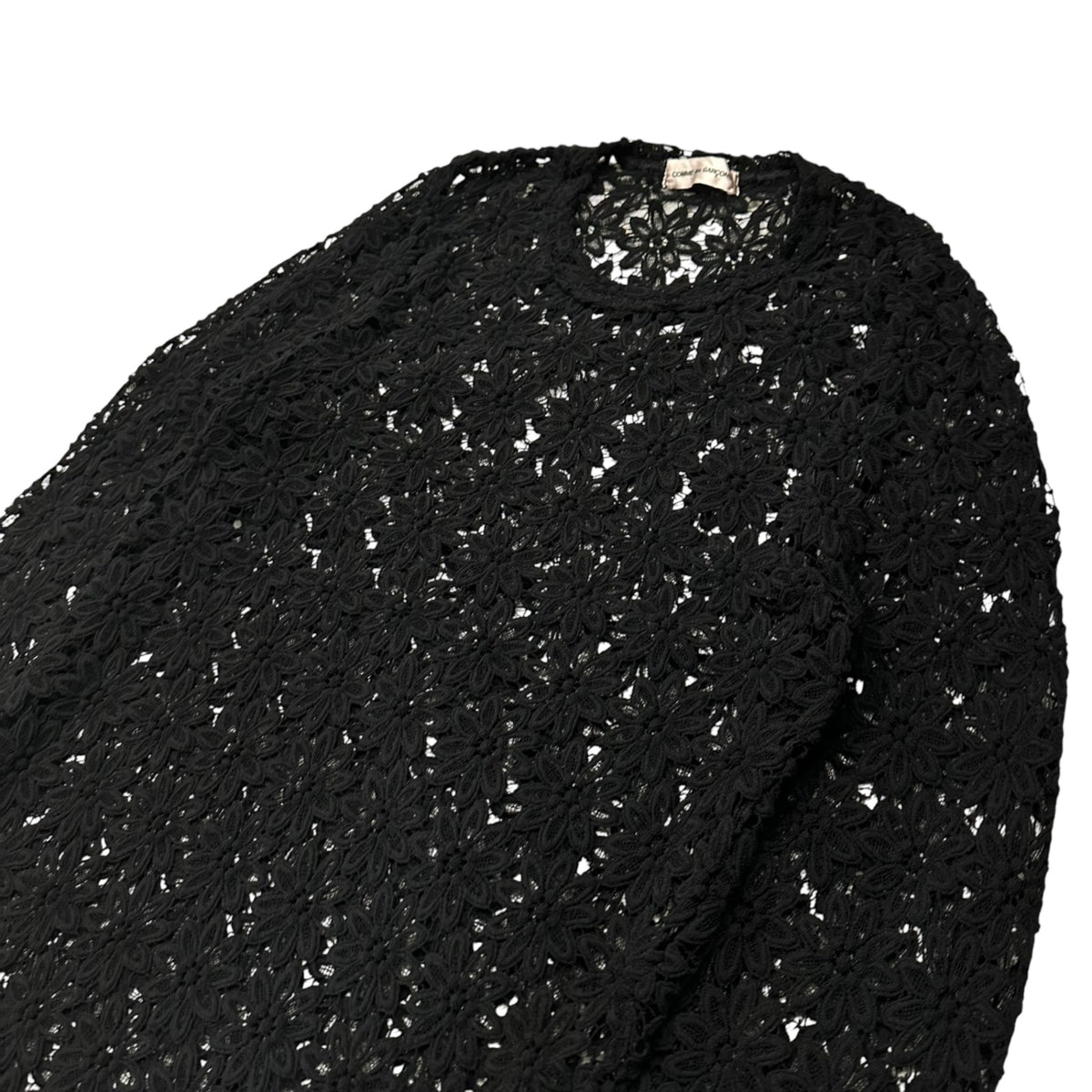 COMME des GARCONS(コムデギャルソン) 1996SS Dye-in-the-Yarn Flower Lace L/S Pullover Cut-and-Sewn Top 製品染め フラワーレース プルオーバー 長袖 カットソー GT-040140 FREE ブラック AD1995 90s アーカイブ 稀少