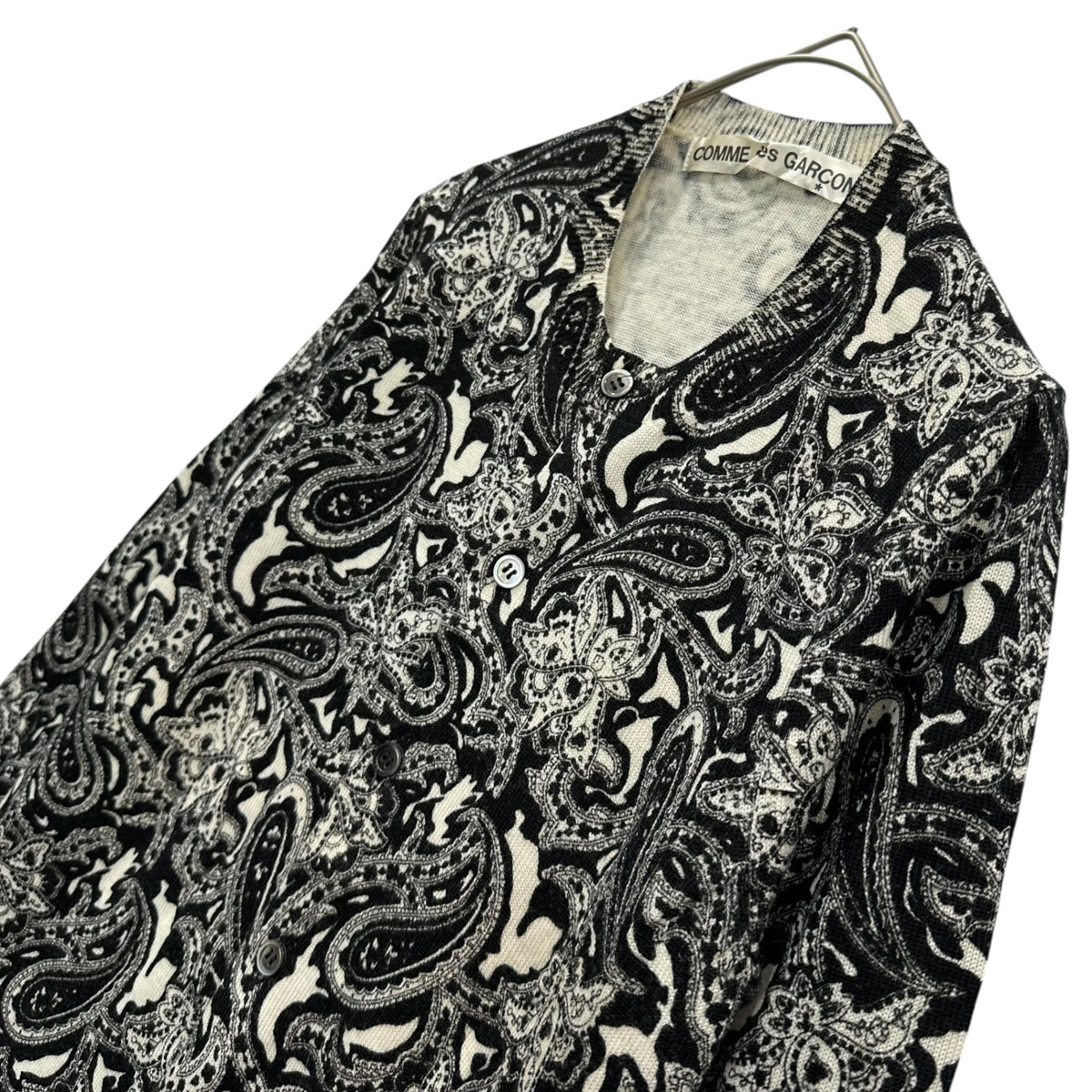 COMME des GARCONS(コムデギャルソン) 2001AW Paisley All-Patterned Wool Cardigan ペイズリー 総柄 ウール カーディガン GC-N020 FREE ホワイト×ブラック AD2001 00s アーカイブ