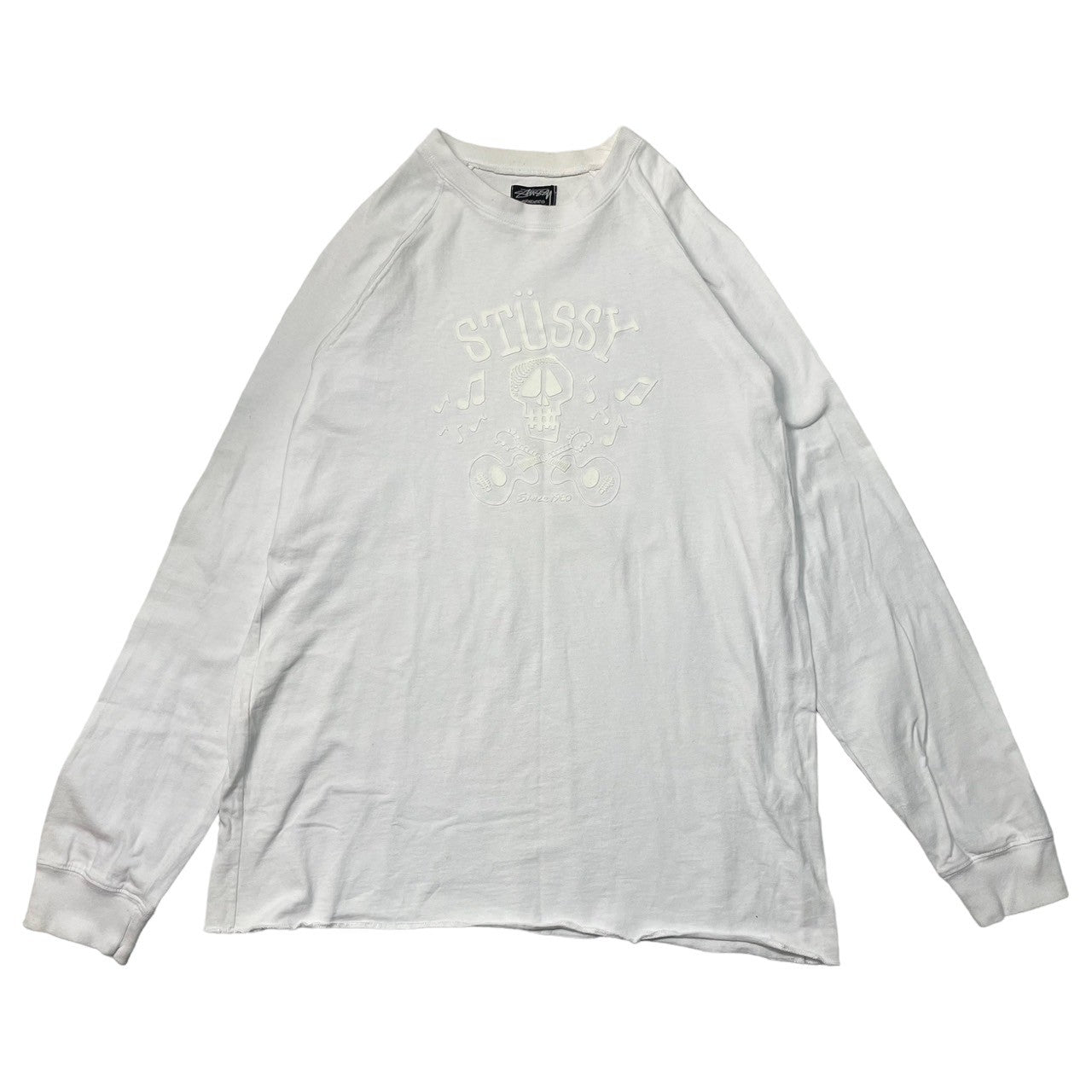 STUSSY(ステューシー) 00's skull logo 長袖 カットソー ロンT SIZE L ホワイト×オフホワイト OLD STUSSY