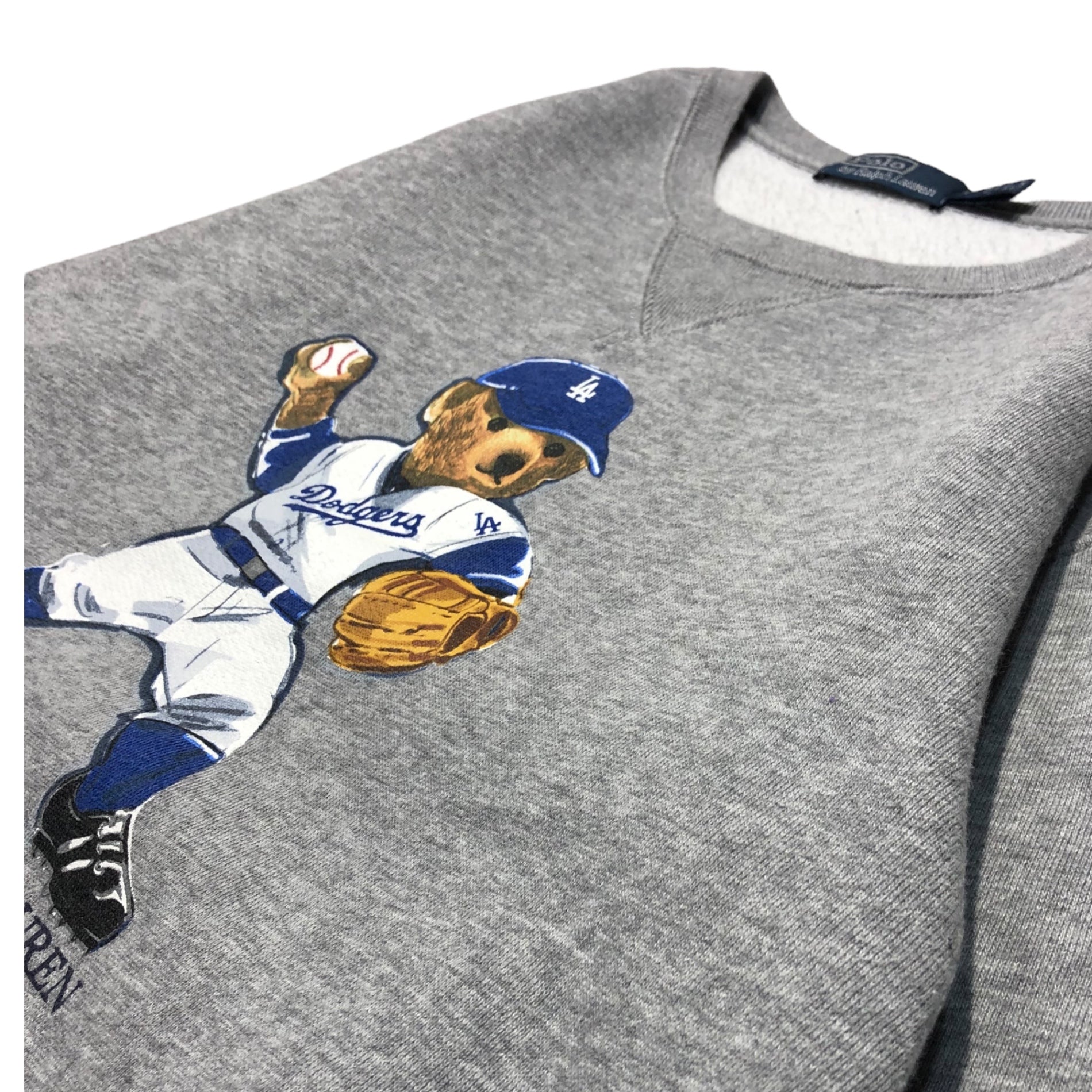 POLO RALPH LAUREN×MLB Dodgers(ポロラルフローレン×ドジャース) MLB polo bear sweatshirt ポロ ベア ベースボール スウェット S グレー 野球 メジャー 限定 コラボ