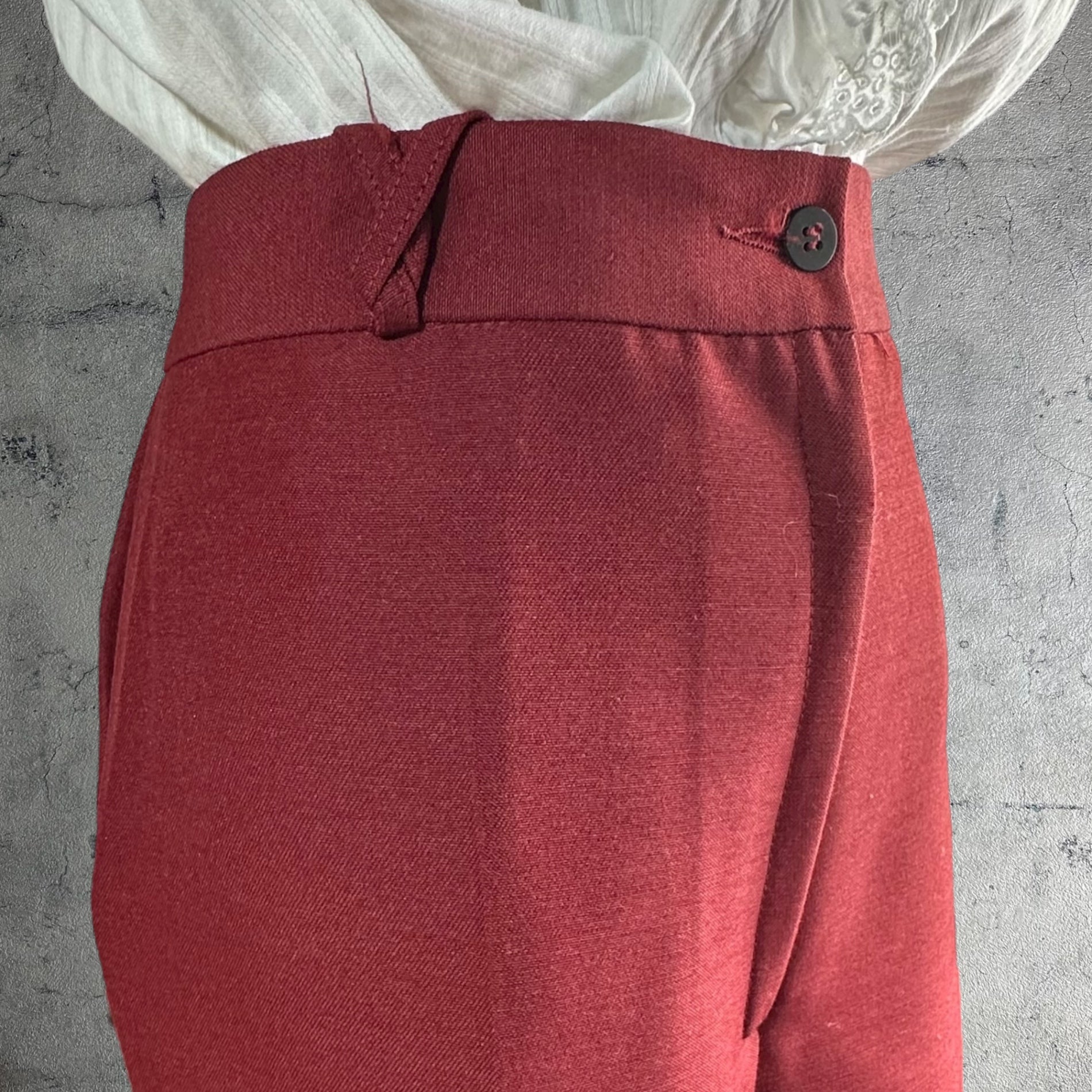 Euro vintage(ヨーロッパヴィンテージ) 70's~ straight tack long pants センタープレスロングストレートパンツ L~ レッド