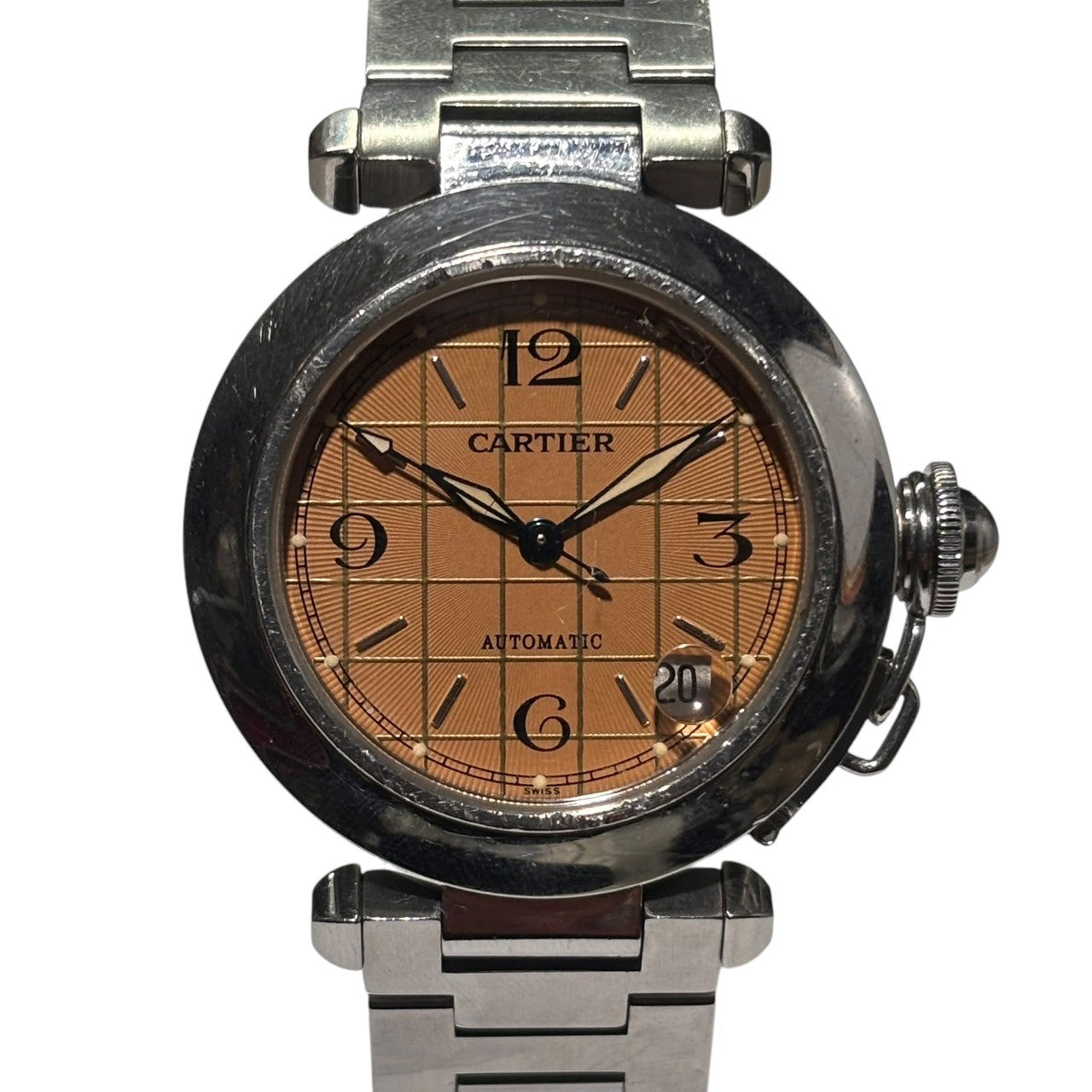 Cartier(カルティエ) Pasha C パシャ C オレンジ 文字盤 自動巻き 腕時計 W31024M7 オレンジ×シルバー 箱付 ボーイズ