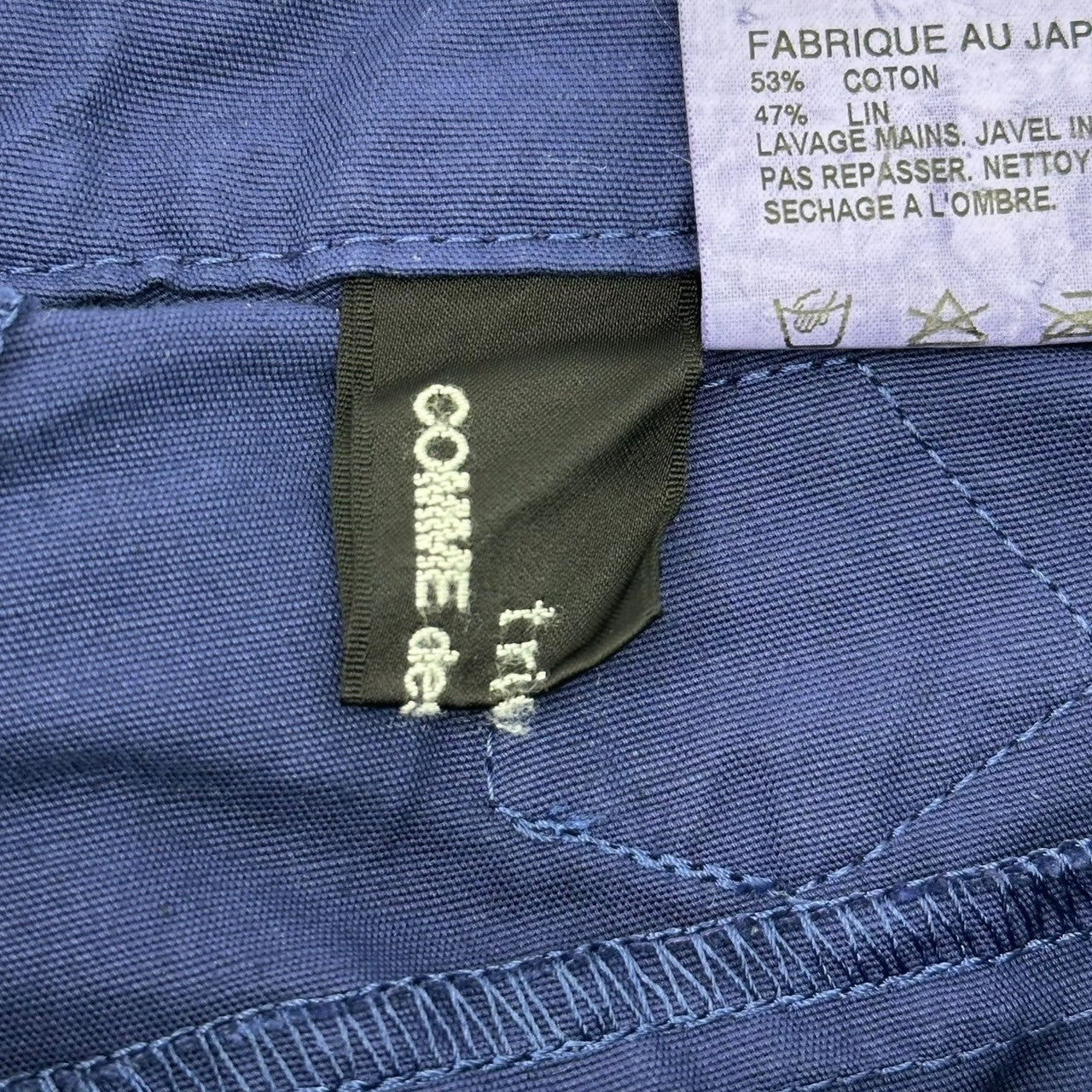 tricot COMME des GARCONS(トリココムデギャルソン) 11SS Cotton Linen Satinback Pants コットン リネン シンチバック パンツ TG-P020 M ネイビー AD2010