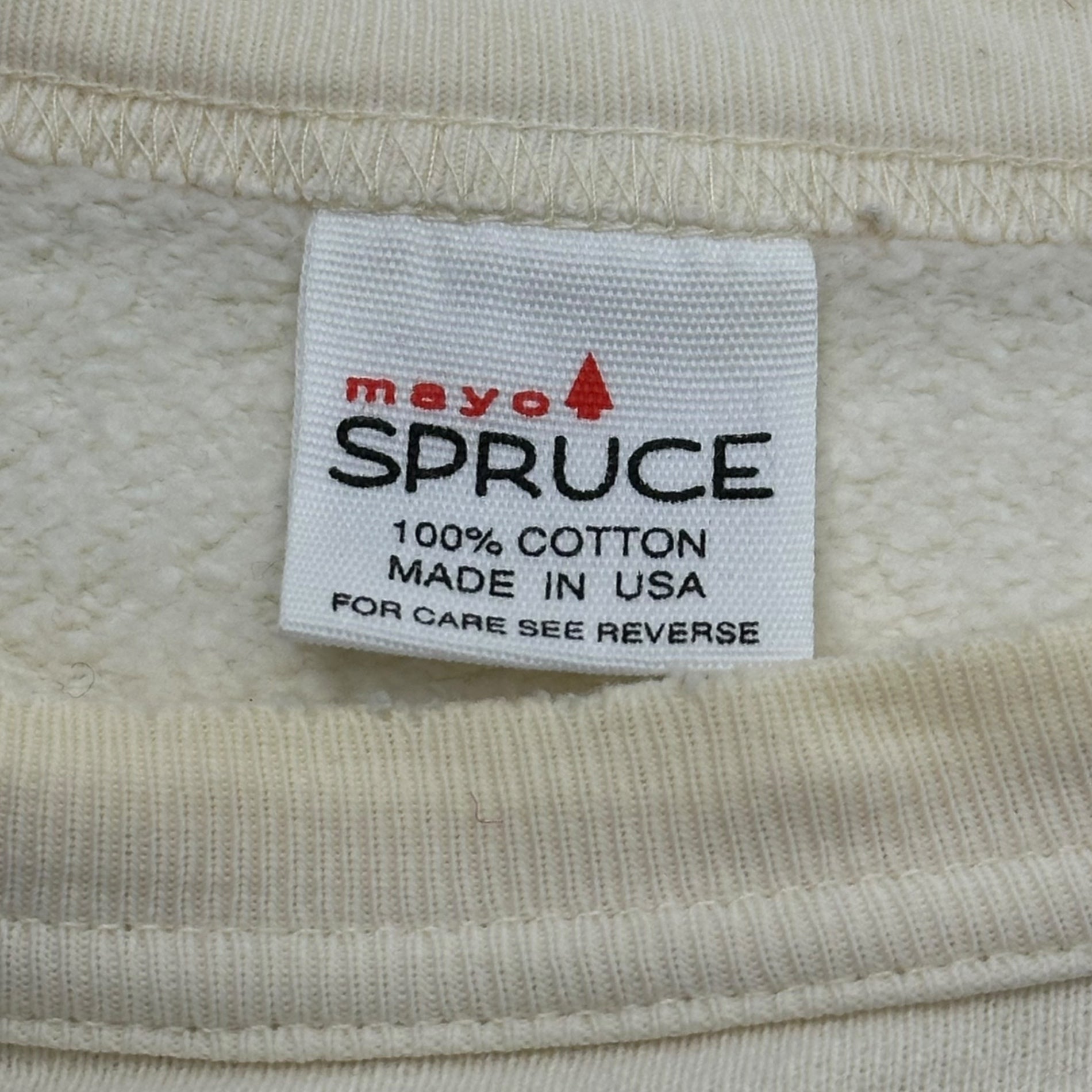 mayo SPRUCE(メイヨースプルース) USA made "WEST FELICIANA" Raglan Sweatshirt ラグラン スウェット M アイボリー×グリーン USA製 クローバー プリント 3110 PHYS.ED. 復刻