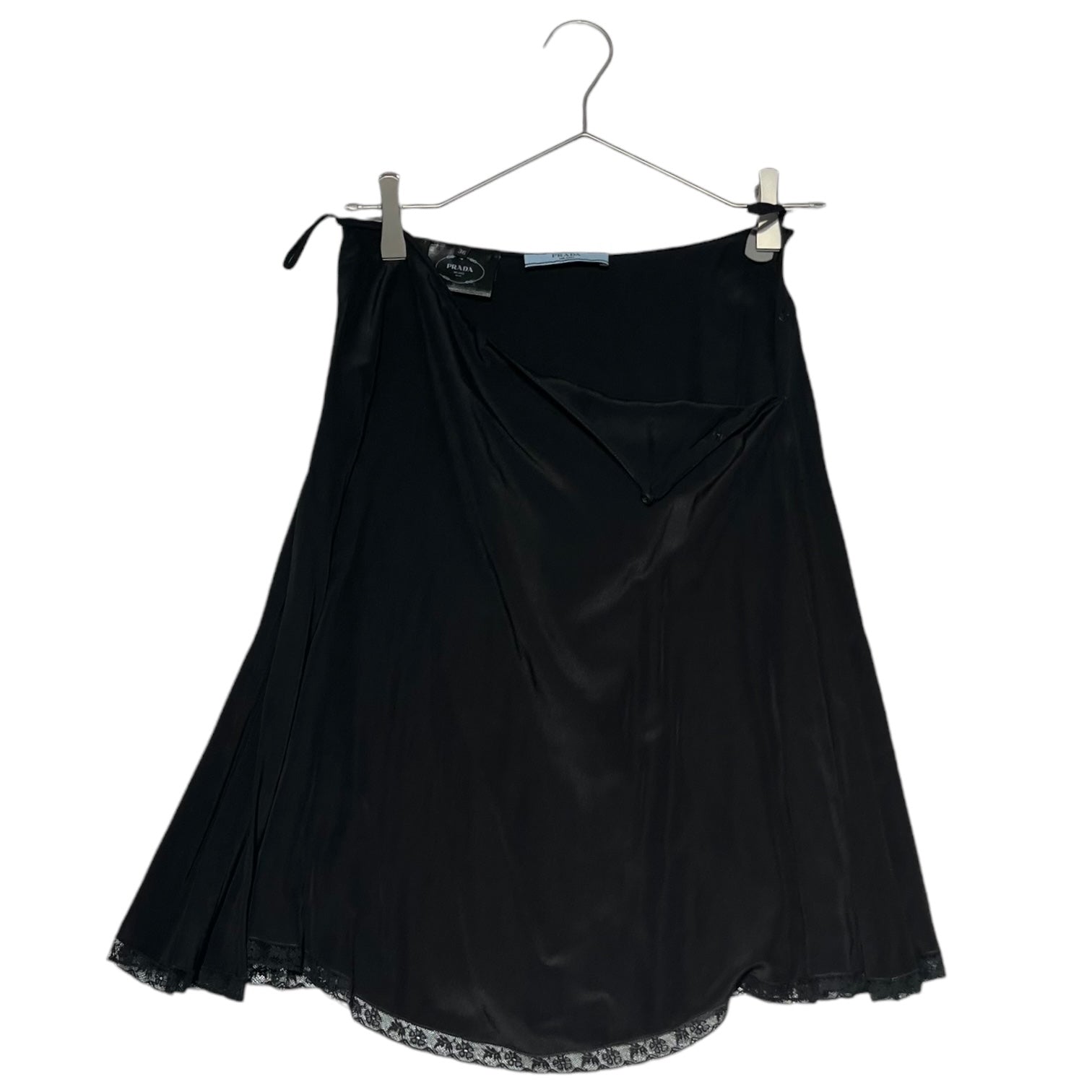 PRADA(プラダ) 17SS Lame chiffon pleated skirt ラメ シフォン プリーツ スカート P147N 36(S程度) ブラック ペチスカート チュール シアー