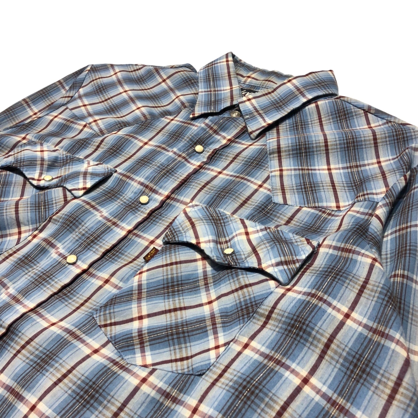 Levi's(リーバイス) 70’s western check shirt ウエスタン チェック シャツ 60648-2319 XL スカイブルー ヴィンテージ 70年代
