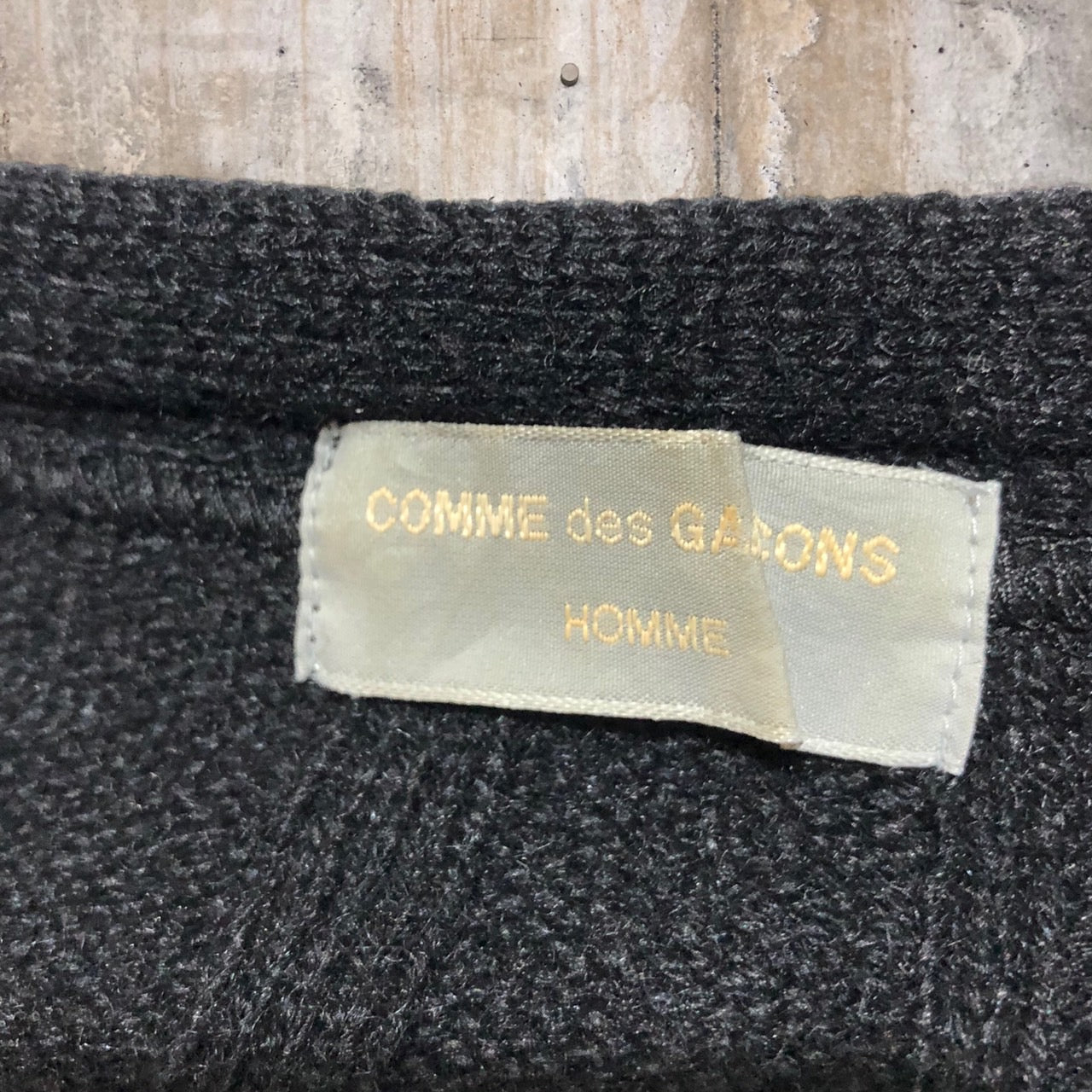 COMME des GARCONS HOMME(コムデギャルソンオム) 90's Vertical rib wool nylon knit cardigan/縦リブウールナイロンニットカーディガン/90年代/ヴィンテージ HT-070290 SIZE FREE ブラック AD1998 田中オム