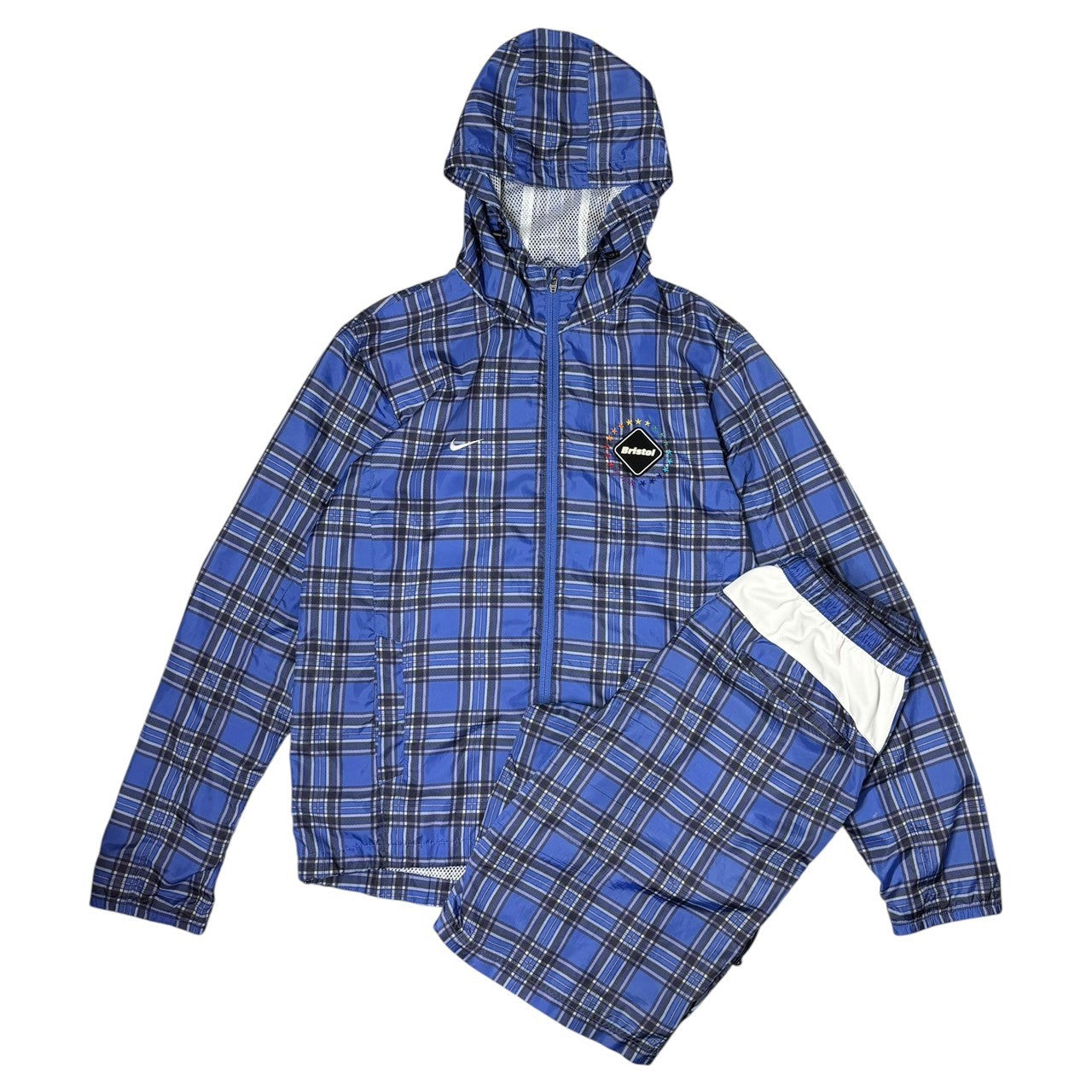 F.C.Real Bristol FCRB(エフシーレアルブリストル) Plaid Zip-Up Hoodie & Shorts Setup チェック柄 ジップアップ パーカー & ショーツ セットアップ S ブルー
