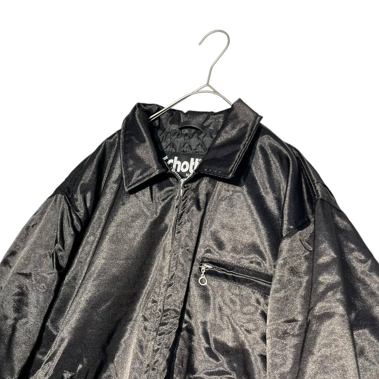 SCHOTT(ショット) Nylon single rider jacket ナイロン シングル ライダース ジャケット 20 50603692 M ブラック