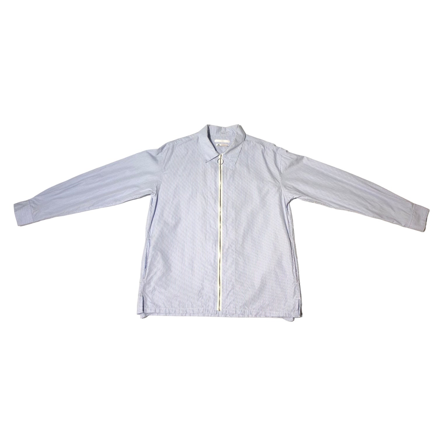 DISCOVERED(ディスカバード) 18SS Thomas Mason zip striped shirt ジップ ストライプ シャツ DC-SS18-SSH-01 1(S程度) スカイブルー シャツ ジャケット コラボ