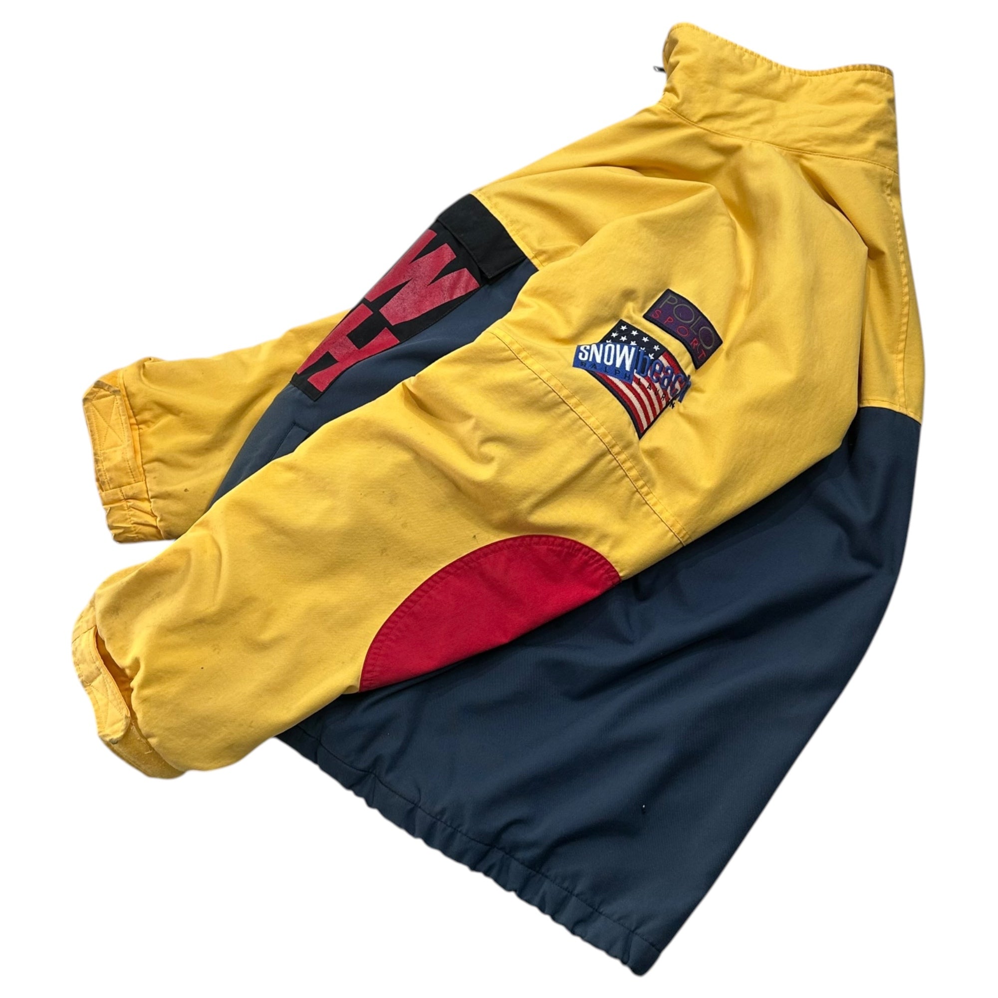 POLO RALPH LAUREN(ポロラルフローレン) 90's original "snow beach" Anorak jacket オリジナル スノー ビーチ アノラック ジャケット L イエロー×レッド 1993 90年代 ヴィンテージ 稀少品