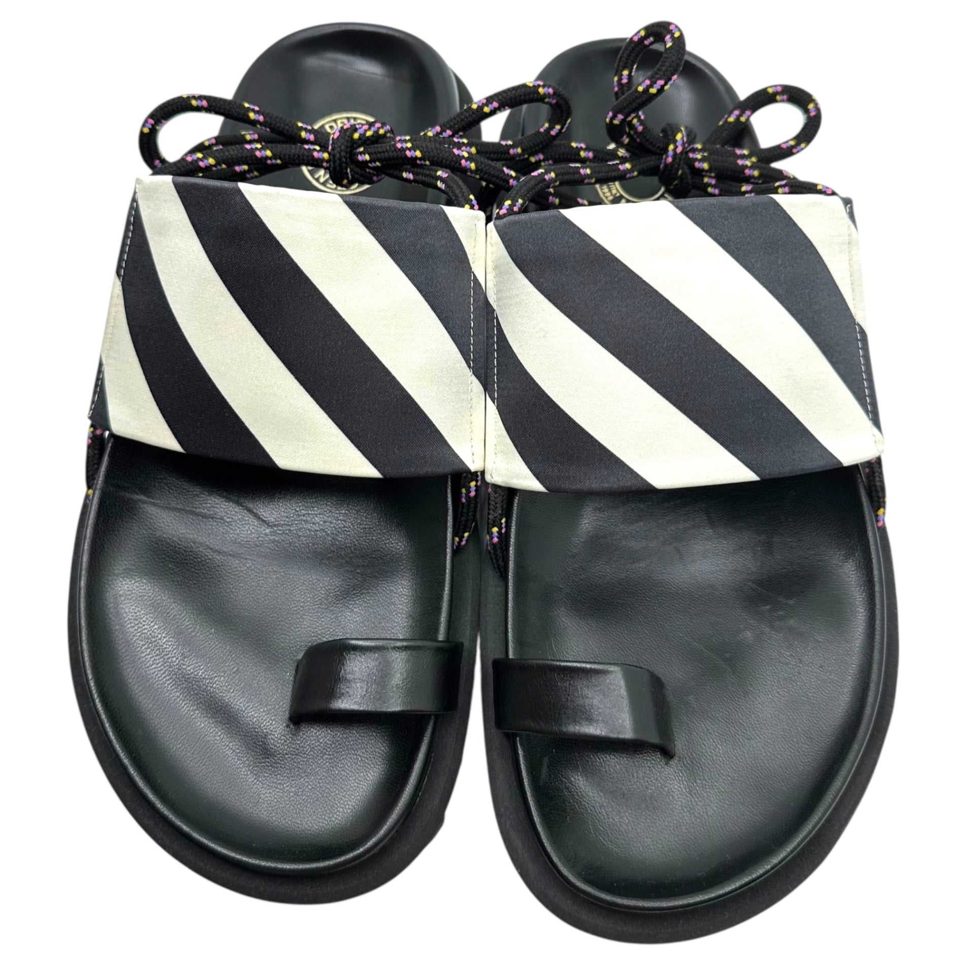 DRIES VAN NOTEN(ドリスヴァンノッテン) Heel Lace-Up Stripe Shark Sole Sports Sandal ヒール レースアップ ストライプ シャークソール スポーツ サンダル WS25/234 37(23.5cm程度) ブラック×ホワイト×ネイビー