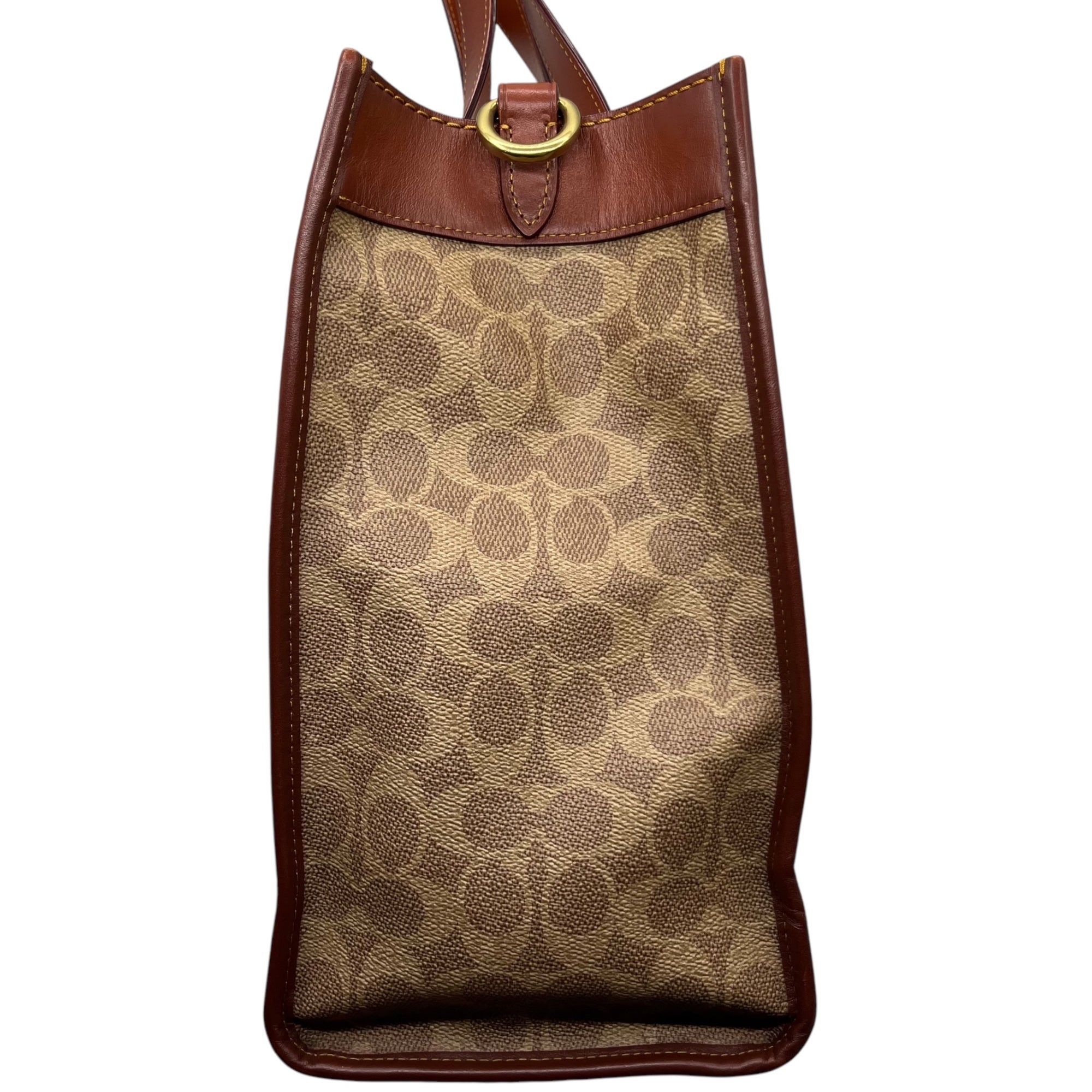 COACH(コーチ) Field tote NY フィールド トート 2WAY ショルダー バッグ C0768 ブラウン×ベージュ ハンド リンゴ ニューヨーク 限定 チャーム付