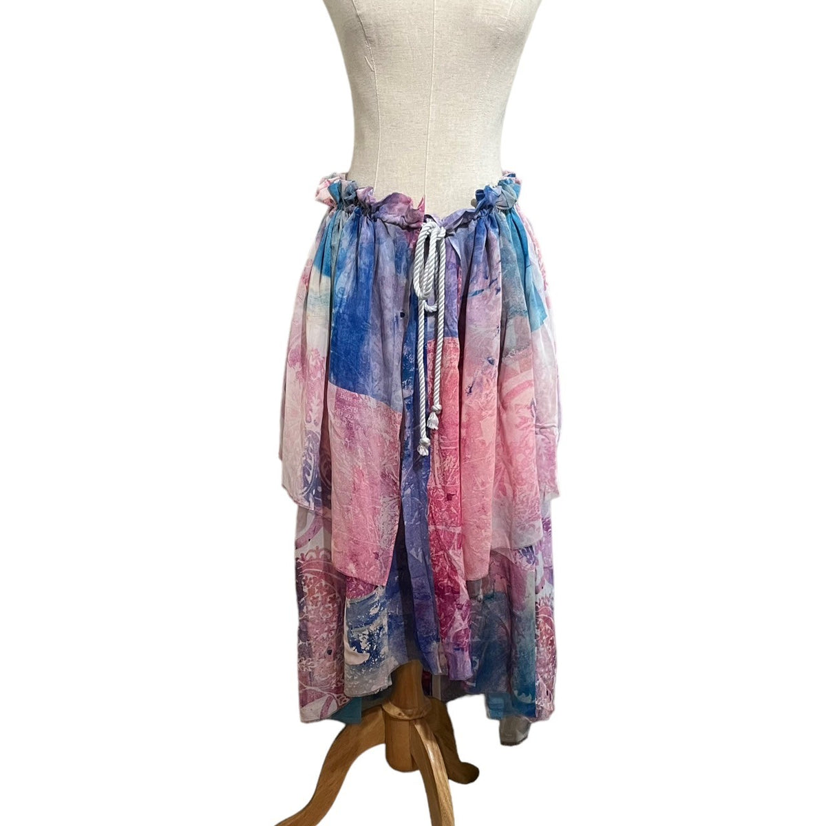 divka(ディウカ) All-silk layered drawcord skirt 総 シルク 