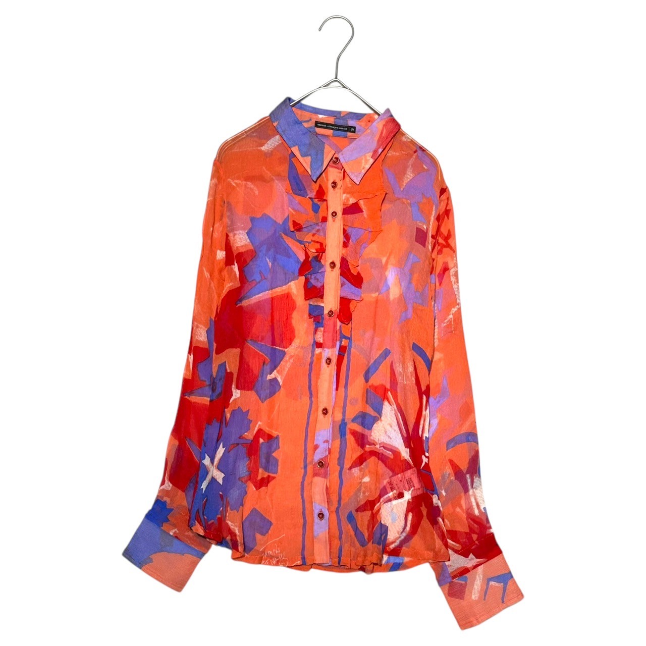 MARITHE FRANCOIS GIRBAUD(マリテフランソワジルボー) 00s all-over silk blouse shirt 総柄 シルク ブラウス シャツ F7-5409 S レッド×ブルー
