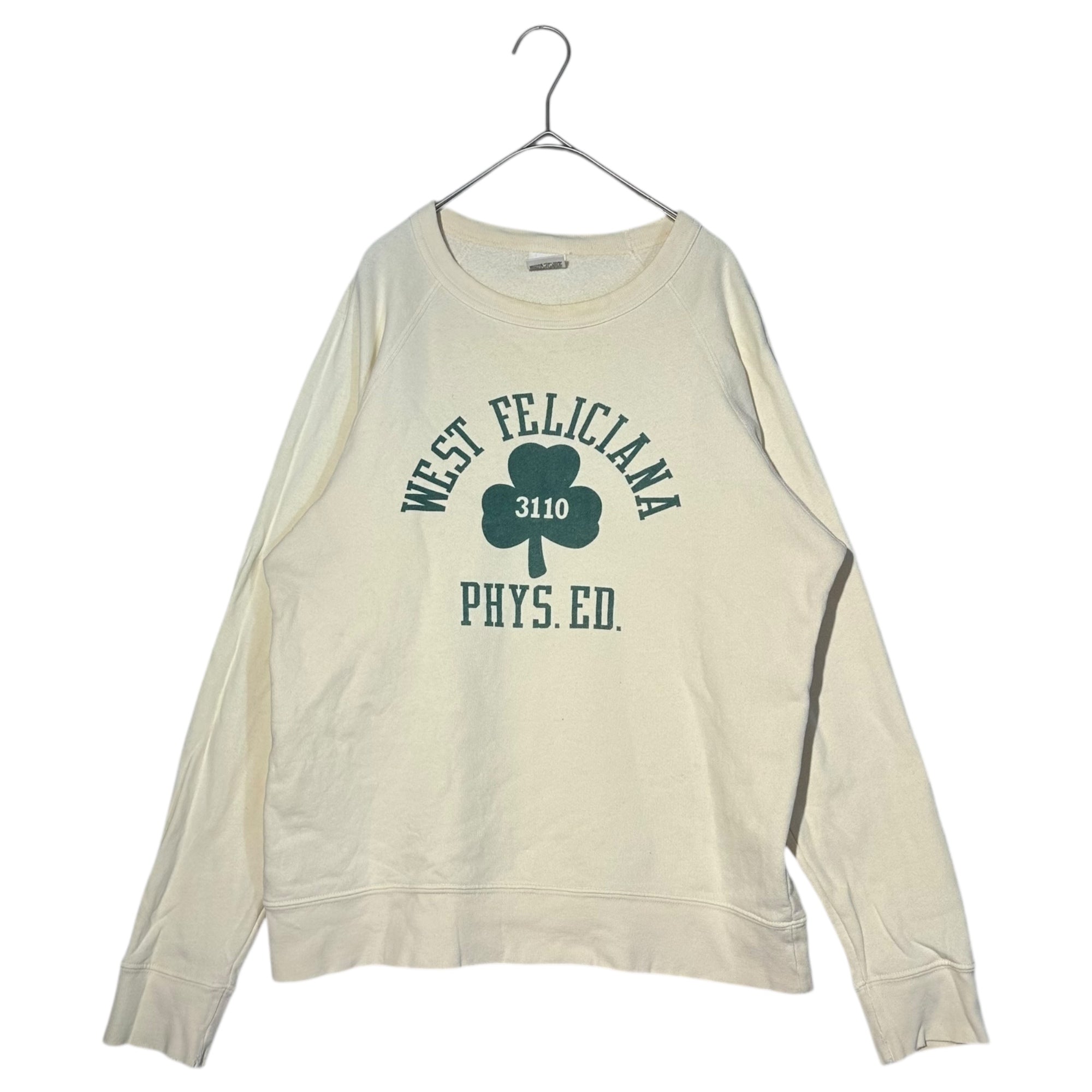 mayo SPRUCE(メイヨースプルース) USA made "WEST FELICIANA" Raglan Sweatshirt ラグラン スウェット M アイボリー×グリーン USA製 クローバー プリント 3110 PHYS.ED. 復刻