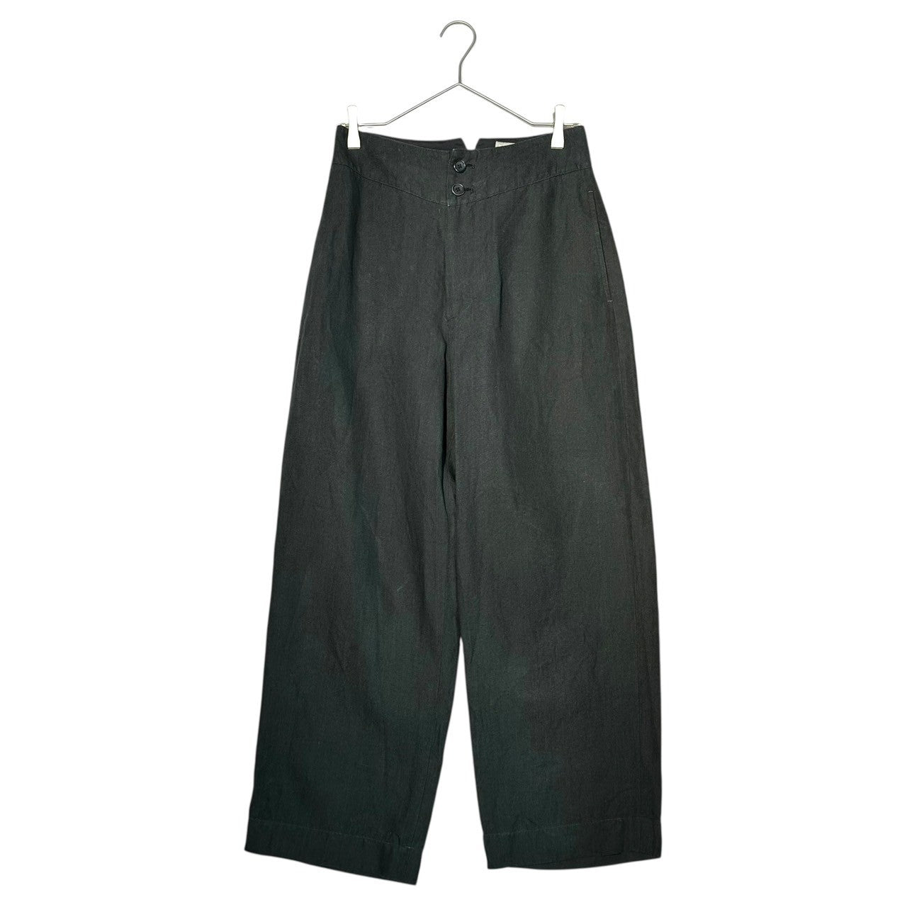 MARGARET HOWELL(マーガレットハウエル) MATT LINEN POPLIN WIDE PANTS マット リネン ポプリン ワイド パンツ 578-3142007 2(M) ブラック