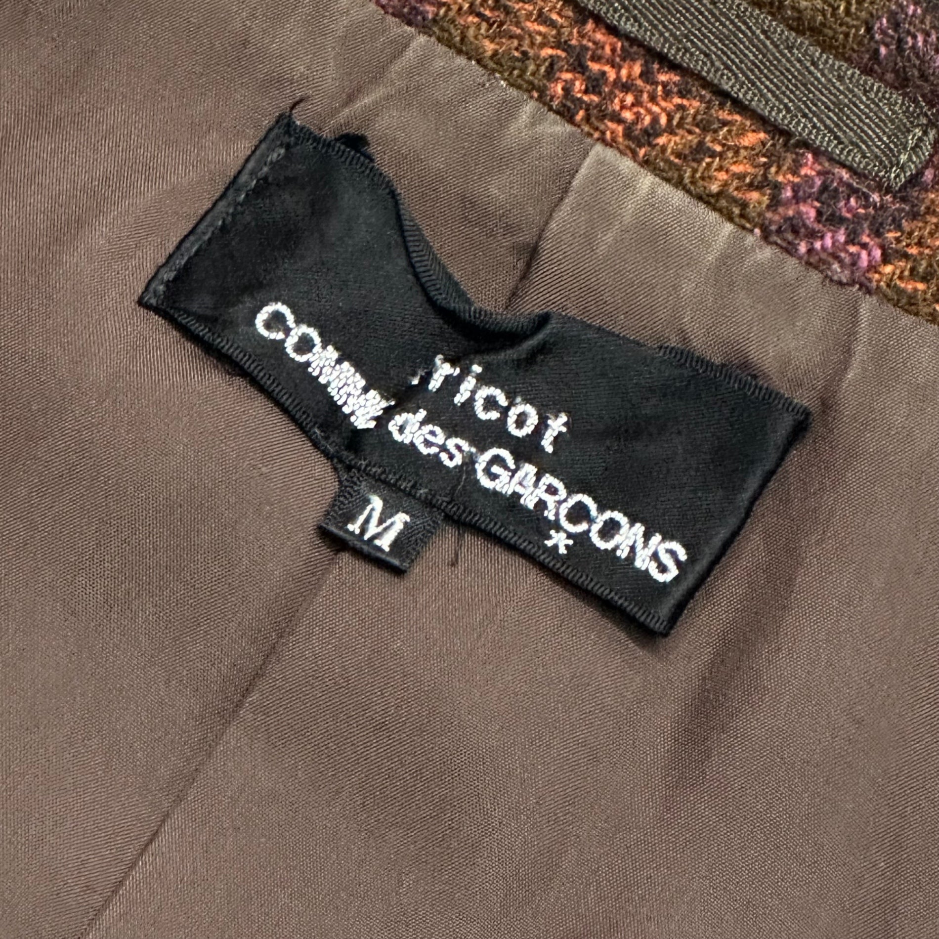 tricot COMME des GARCONS(トリココムデギャルソン) 01AW Random Check Wool Tweed 4-Button Jacket ランダムチェック ウール ツイード 4ボタン ジャケット TD-J002 M ブラウン×カーキ×オレンジ AD2001 アーカイブ