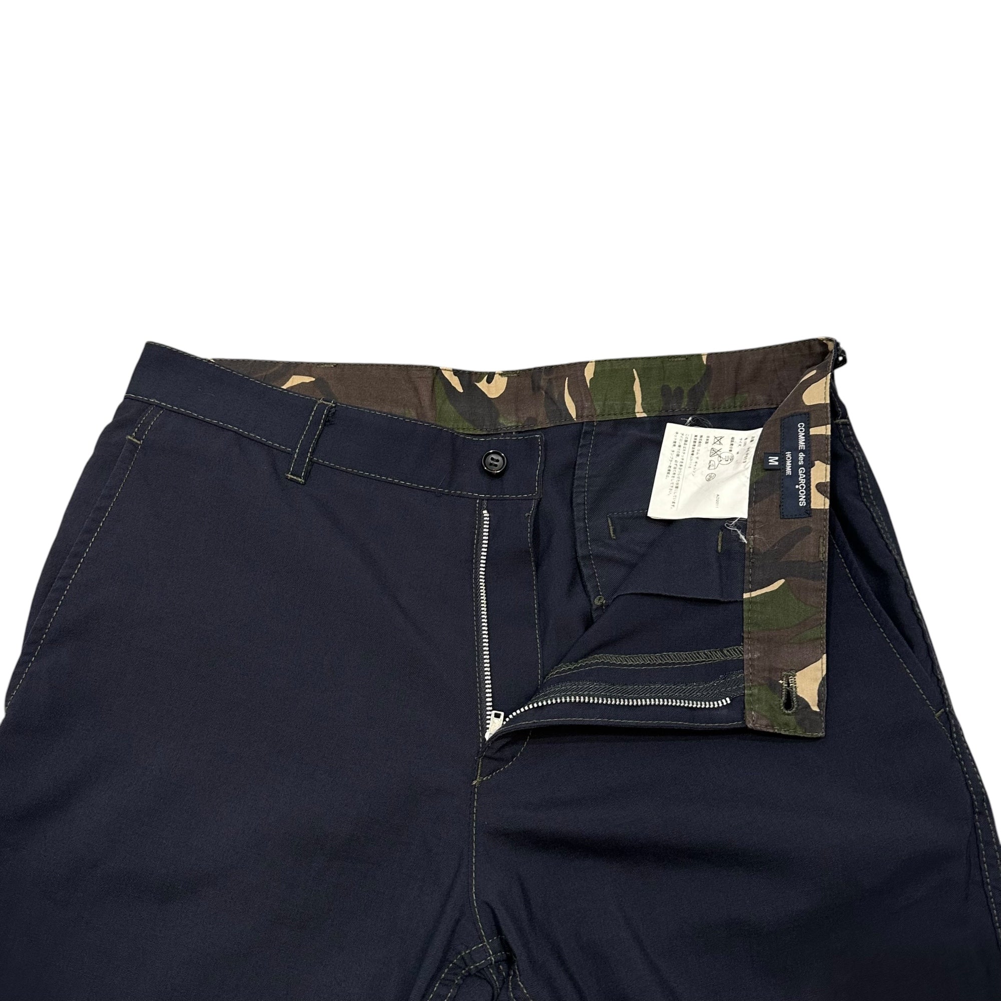 COMME des GARCONS HOMME(コムデギャルソンオム) 2012SS Lined Camouflage Wool Slacks 裏地 カモフラ ウール スラックス HI-P013 M ネイビー AD2011