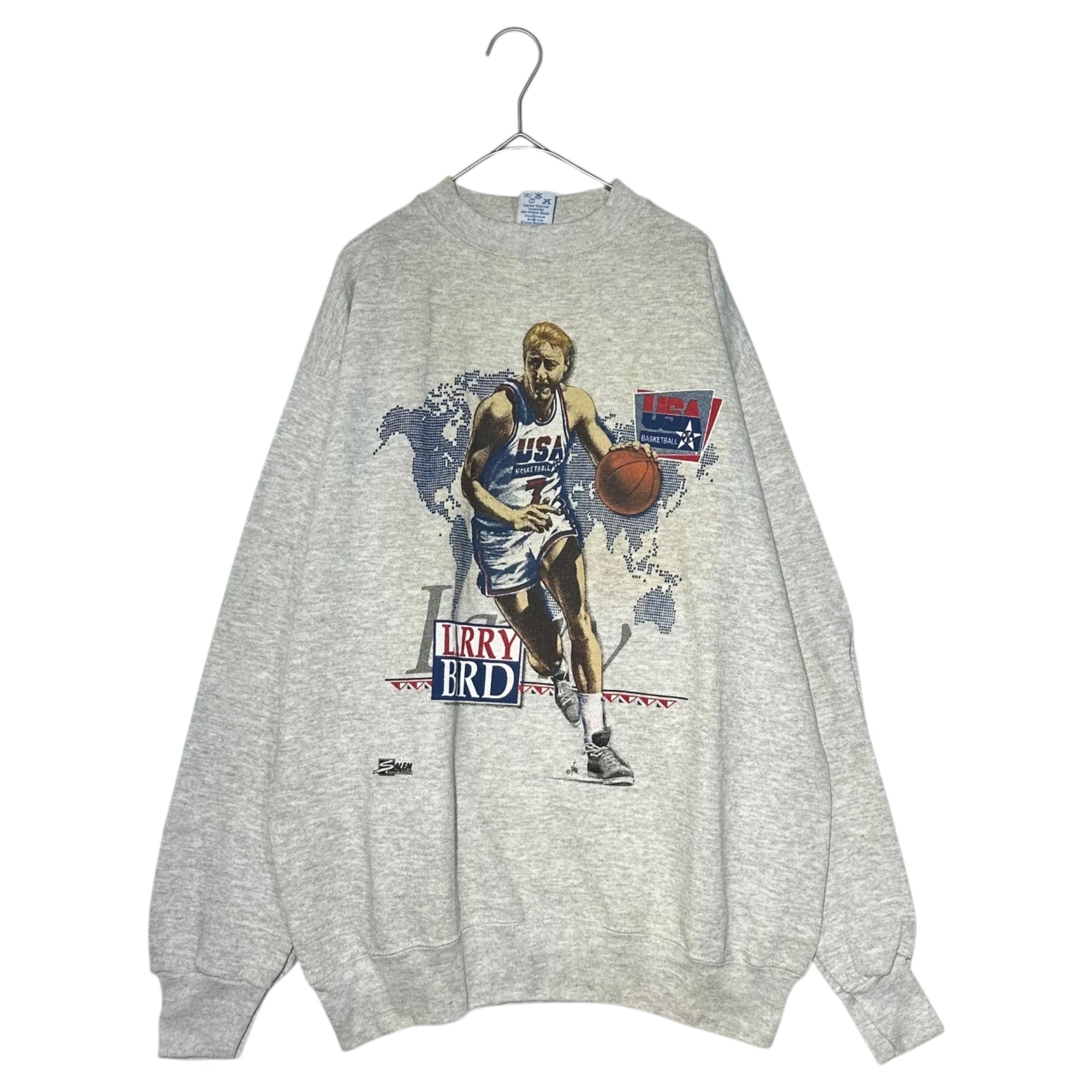 VINTAGE(ヴィンテージ) 90's ”Larry Bird” USA DREAM チーム Print sweatshirt 90年代 ラリーバード ドリーム チーム プリント スウェット NBA L グレー SALEM SPORTS WEARボディ バスケットボール