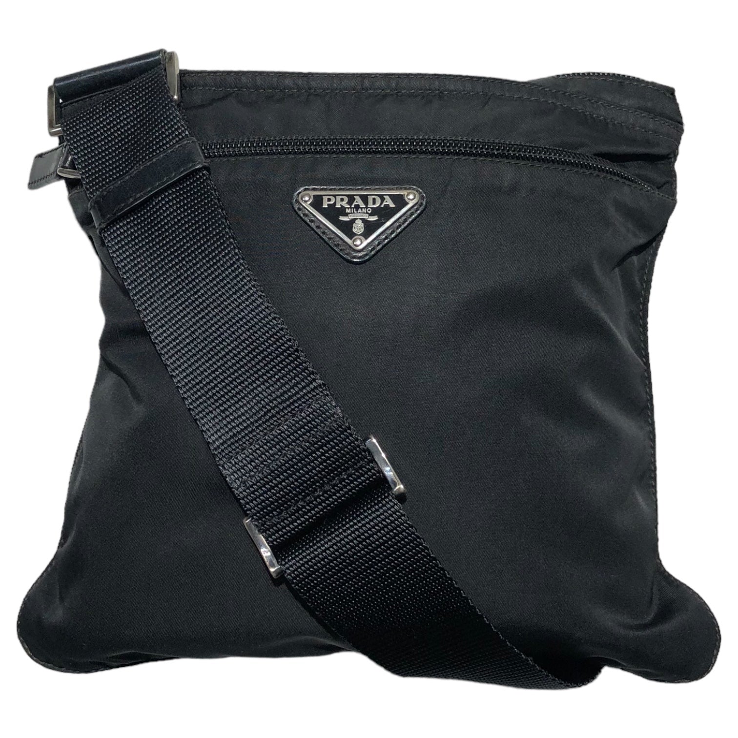 美品】PRADA プラダ ミニショルダーバッグ ナイロン素材 黒 三角ロゴ  