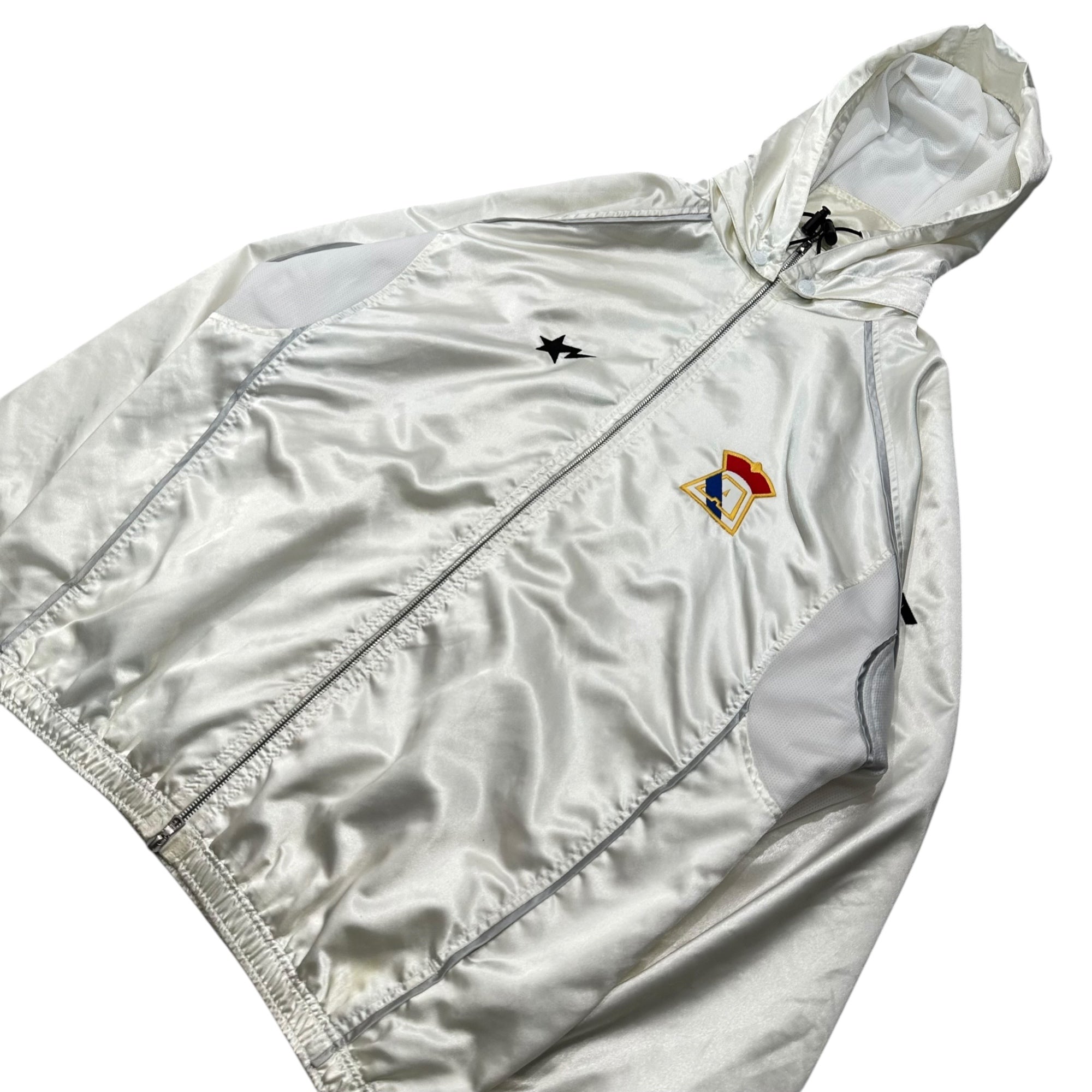 A BATHING APE(アベイシングエイプ) 00's A logo nylon hoodie ロゴ ナイロン パーカー M ホワイト