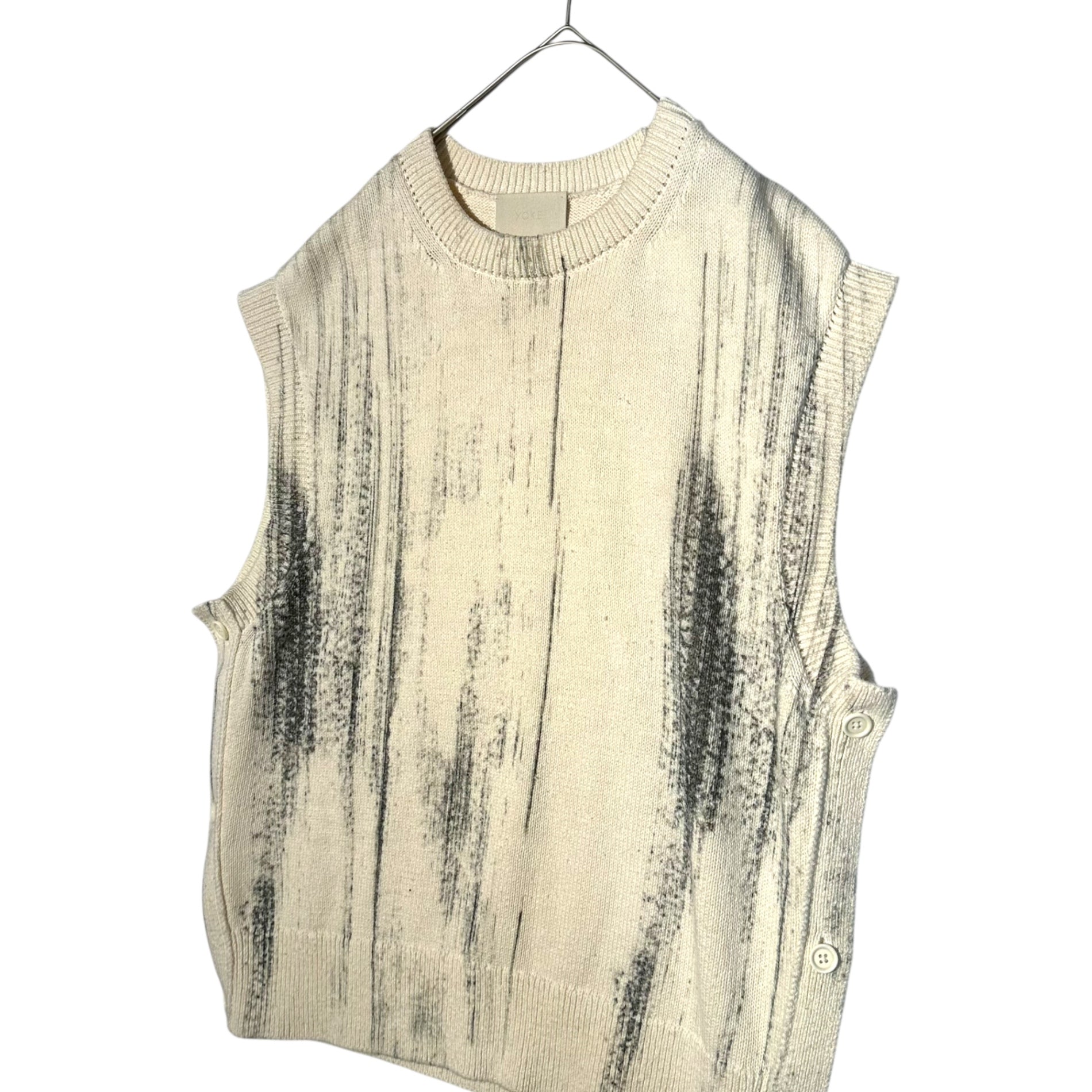YOKE(ヨーク) 22SS Printed Cotton Crewneck Vest プリント コットン クルーネック ベスト YK22SS0348S 2(M程度) アイボリー
