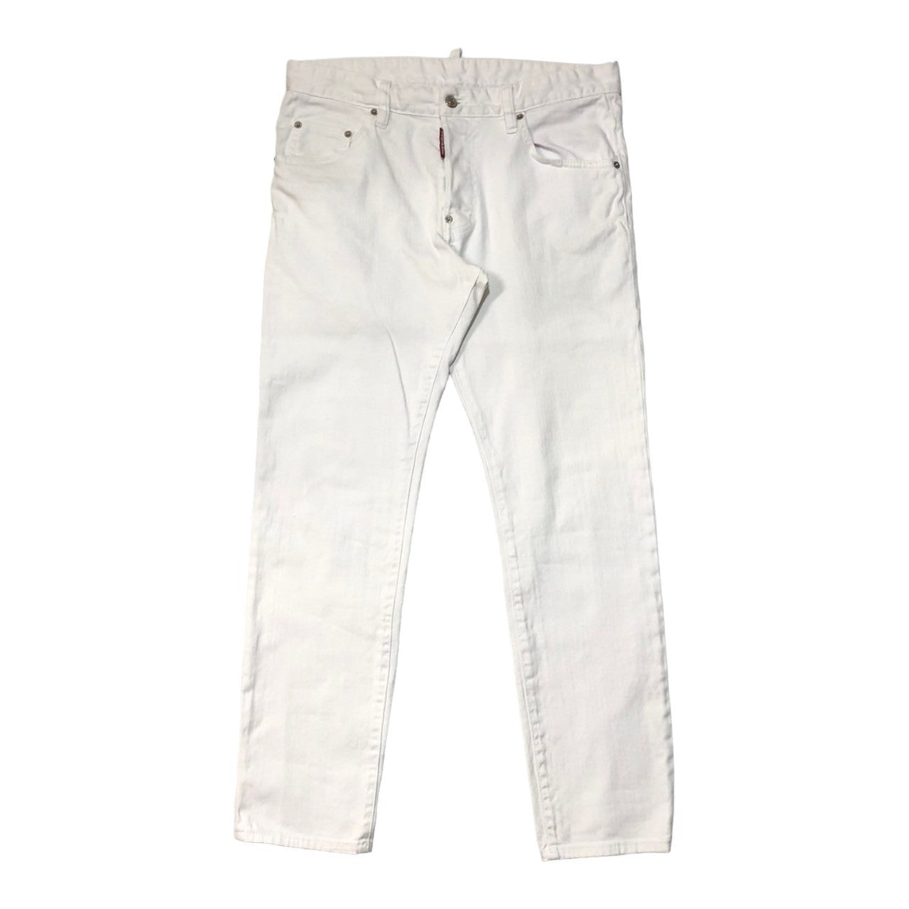 DSQUARED2(ディースクエアード) STRETCH BULL GARMENT DYED SKATER ロゴ ペイント 加工 デニム パンツ ジーンズ S74LB0478 50(XL程度) ホワイト