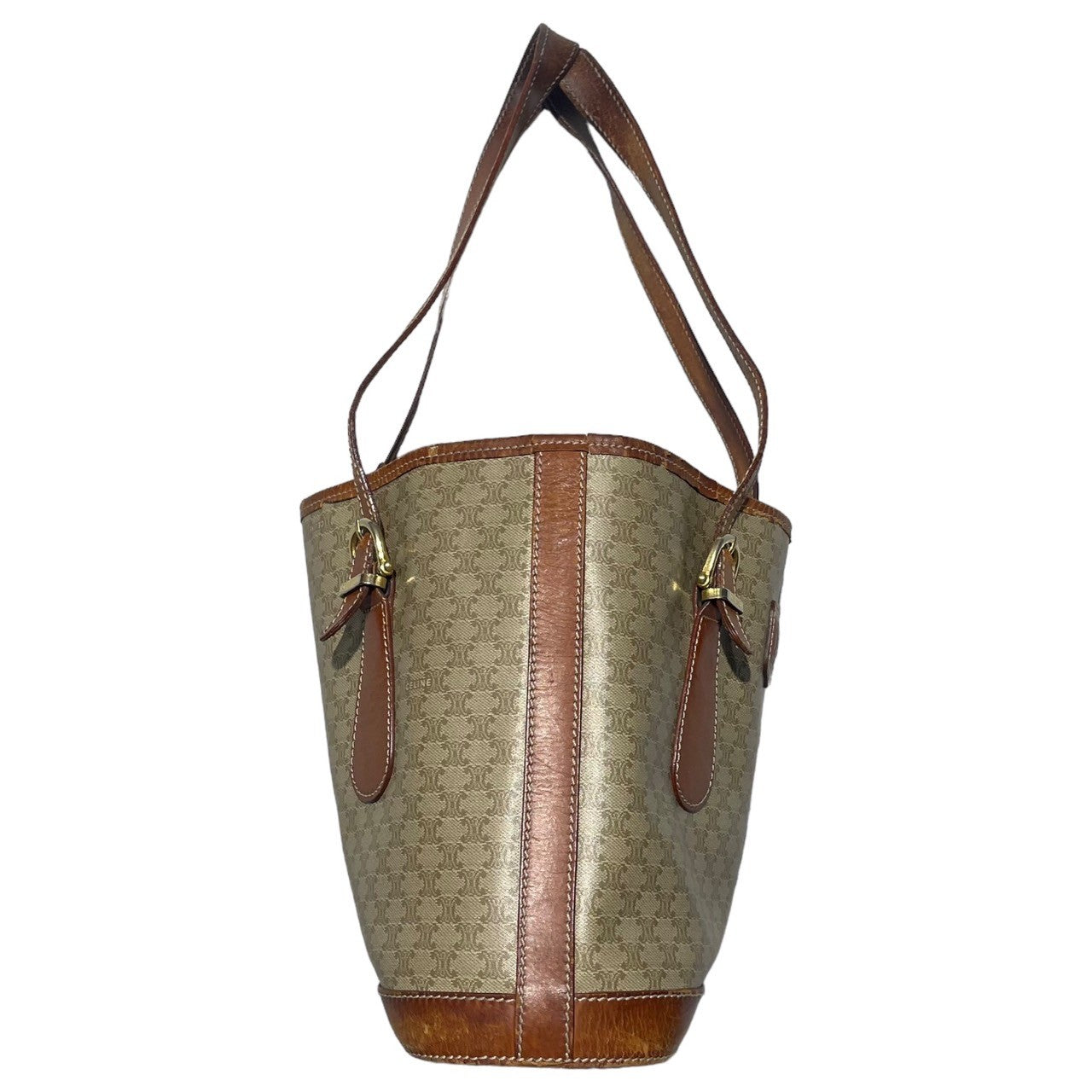 CELINE(セリーヌ) macadam pattern handbag マカダム 柄 ハンド バッグ DM97 ベージュ×ブラウン OLD ヴィンテージ ミニ トート