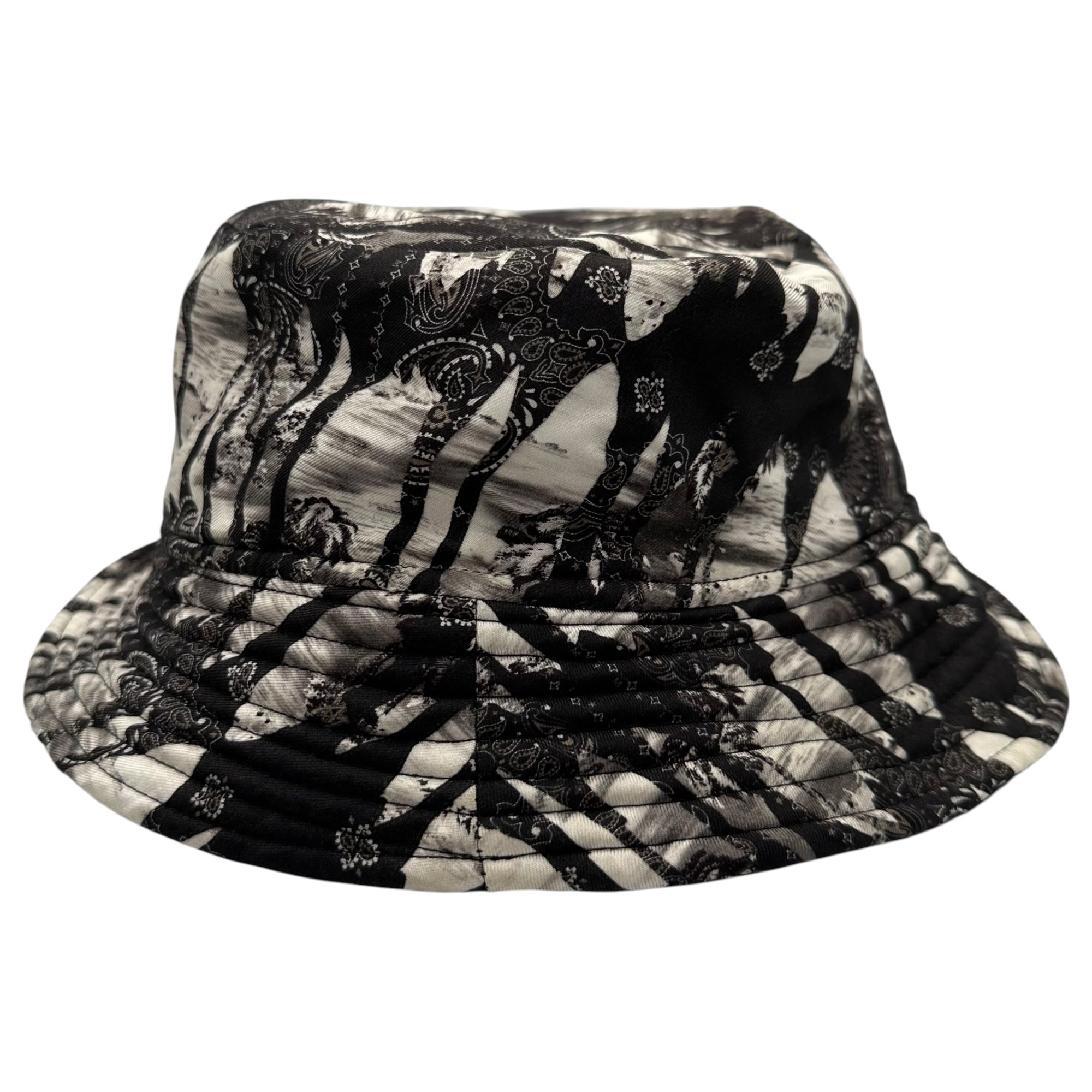 AMIRI(アミリ) BANDANA REVERSIBLE BUCKET HAT バンダナ リバーシブル バケット ハット グレー×ブラック シルク