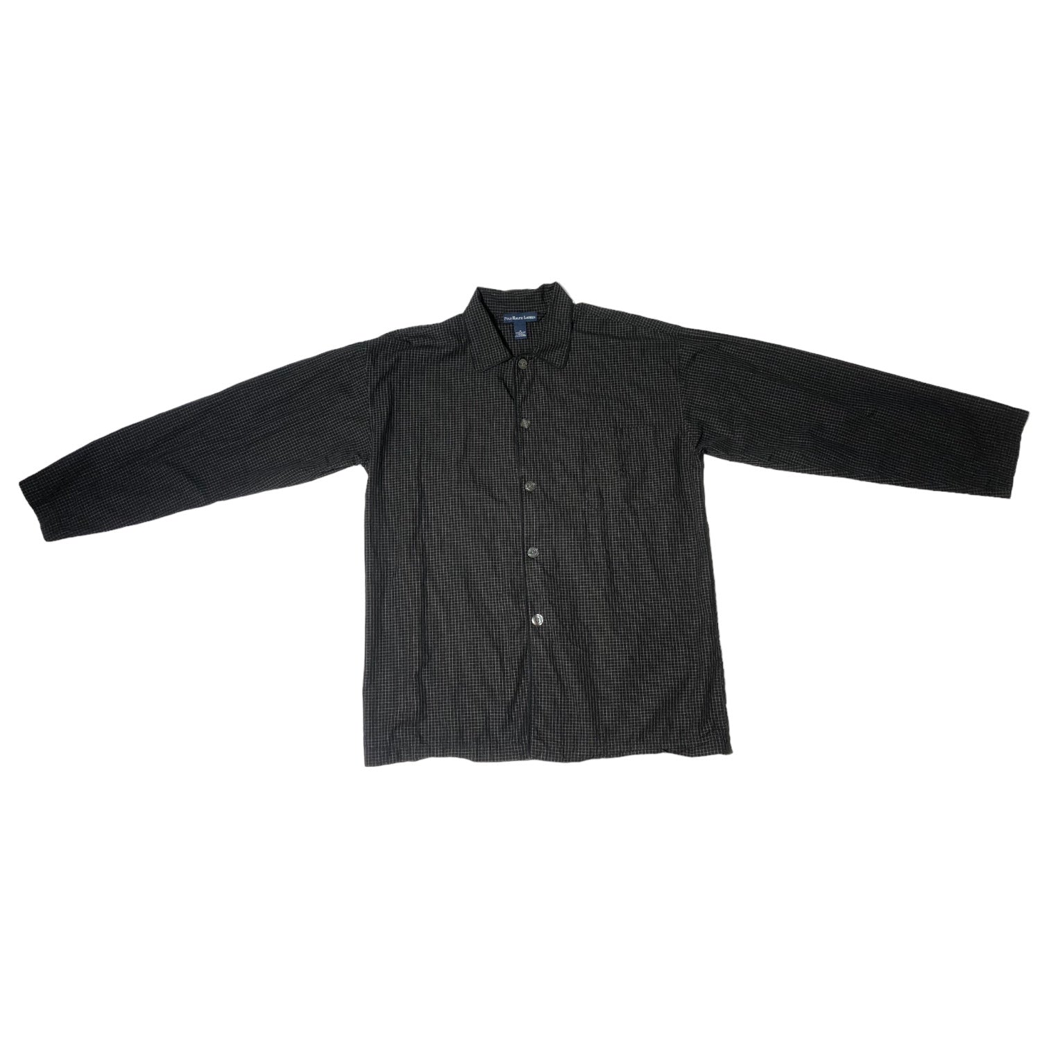 POLO RALPH LAUREN(ポロラルフローレン) 90’s One point logo sleeping shirt ワンポイント ロゴ スリーピング シャツ M ブラック 90年代 チェック ヴィンテージ 長袖 コットン